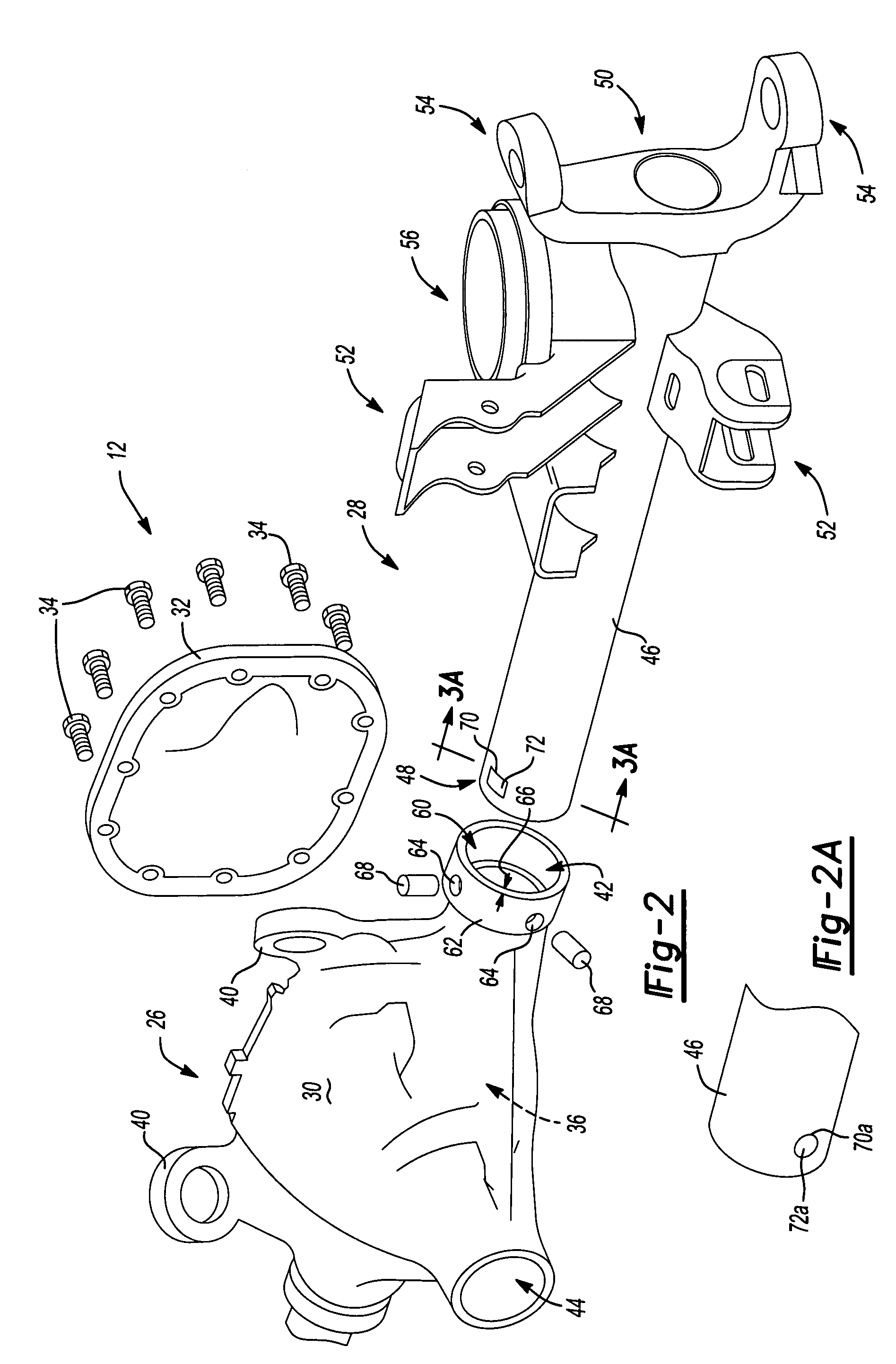 Axle housing assembly and method