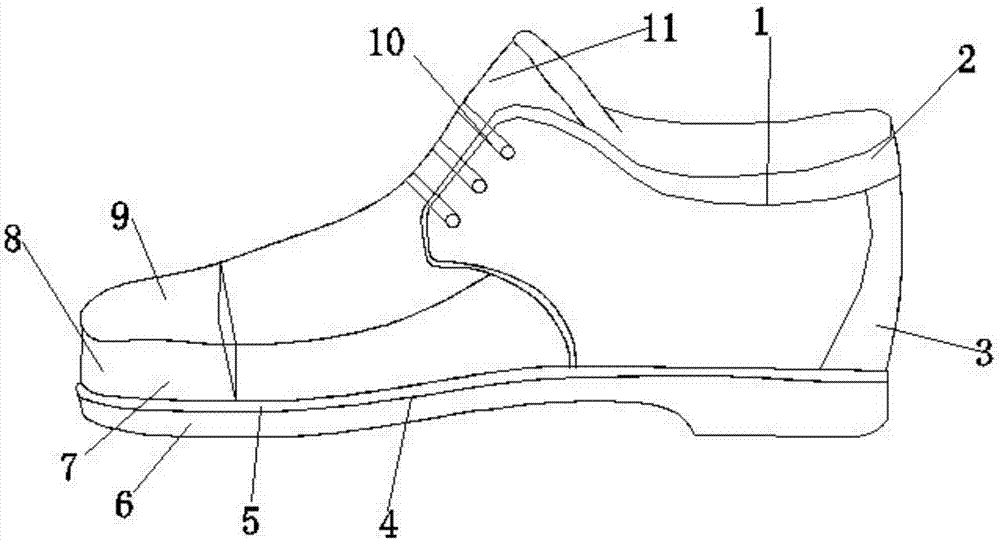 Injection-molded male shoe with outsole achieving fatigue relieving function and method