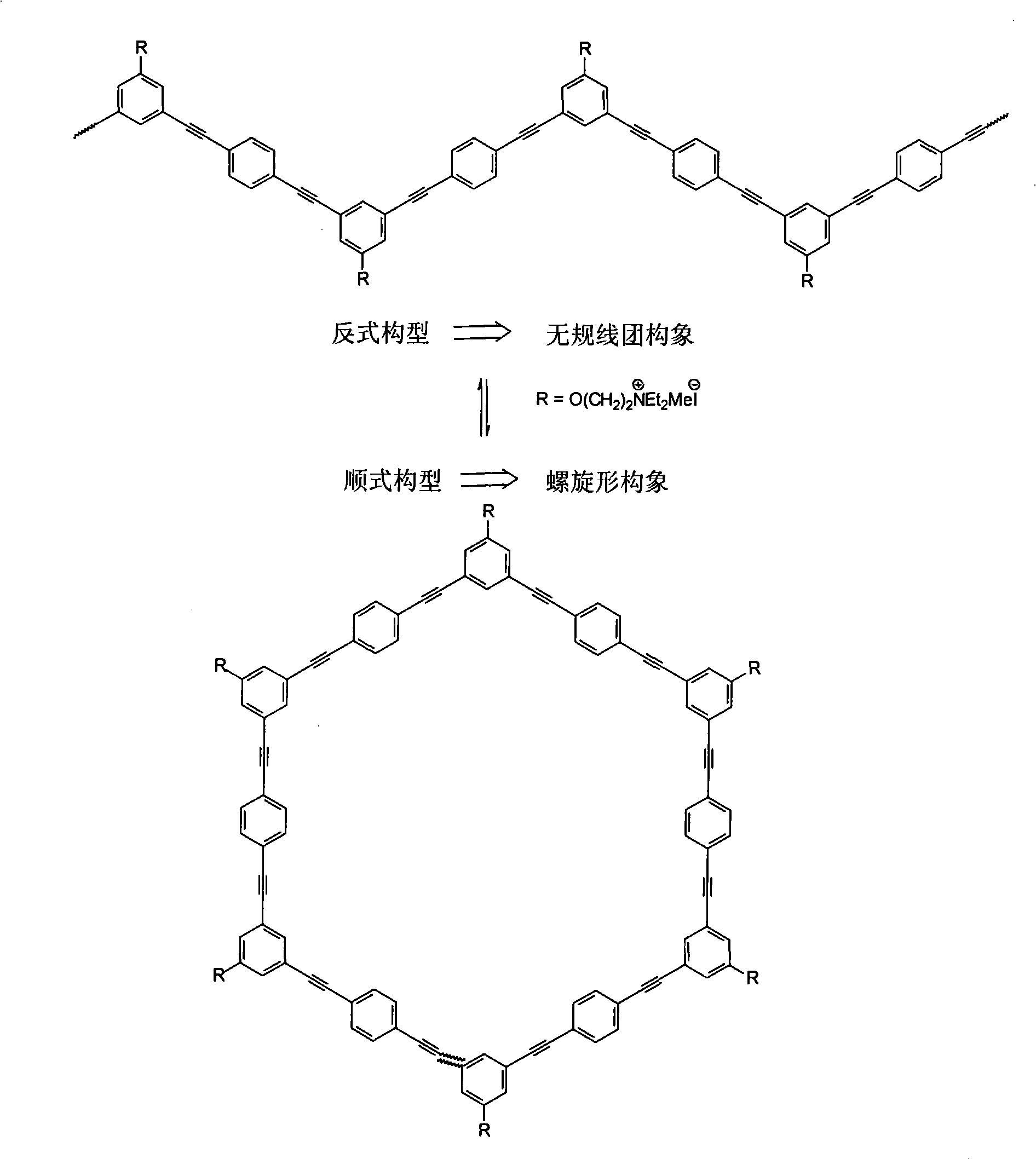 Polygonal line type water-soluble aryleneethynylene, preparation and application thereof