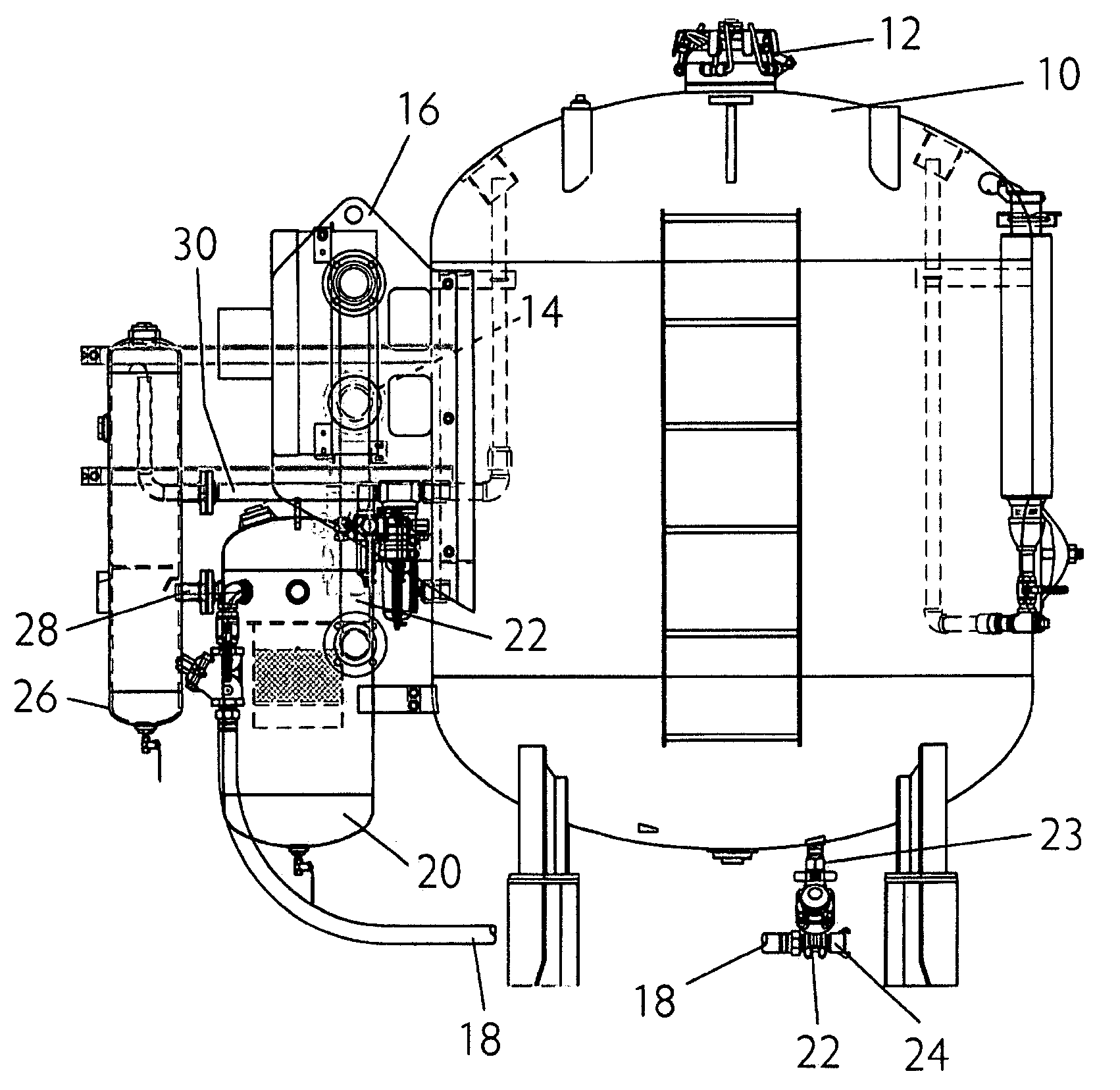 Abrasive air blast system with air cooler for blast nozzle and air dryer for storage tank