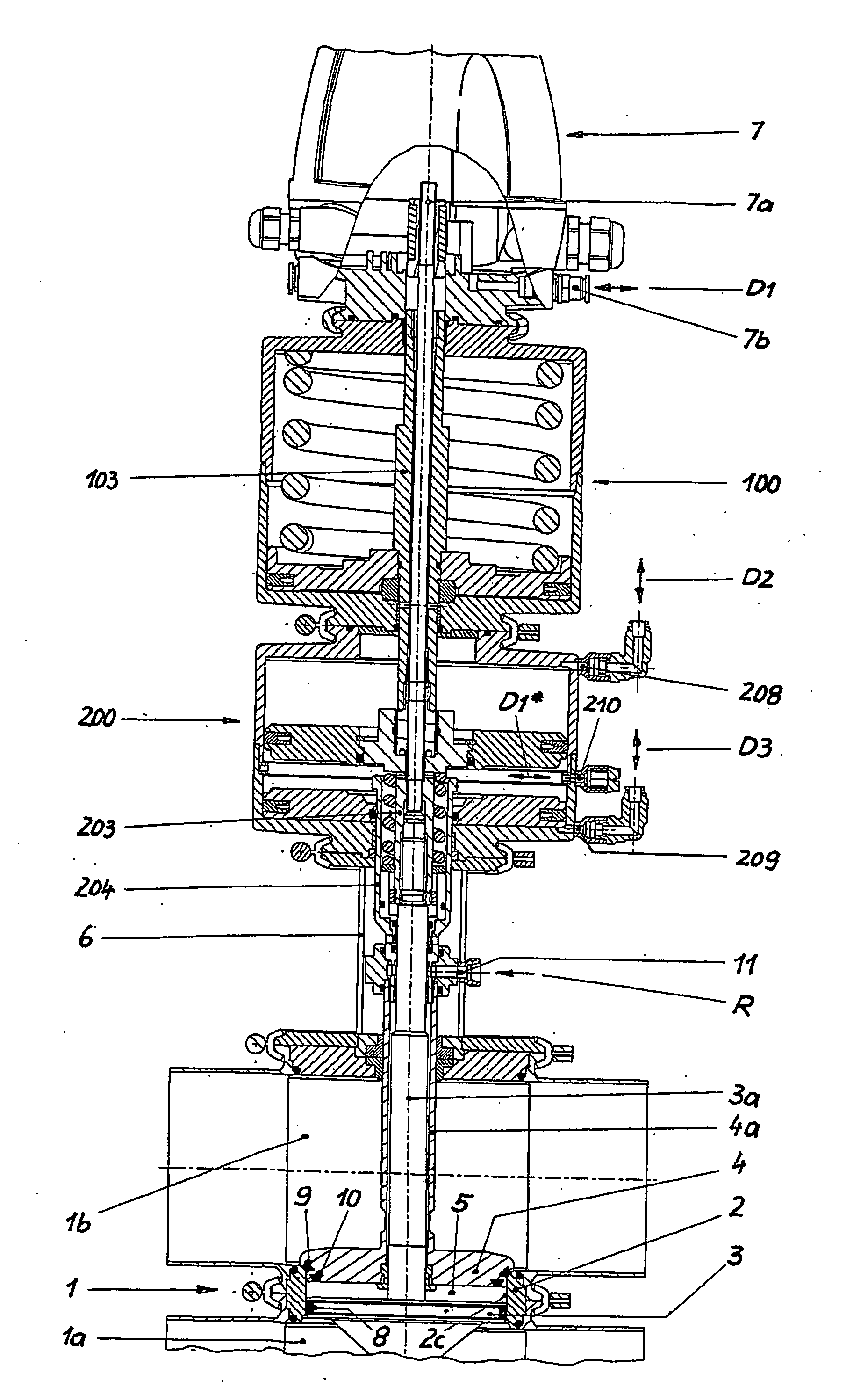 Device for actuating double seat valves