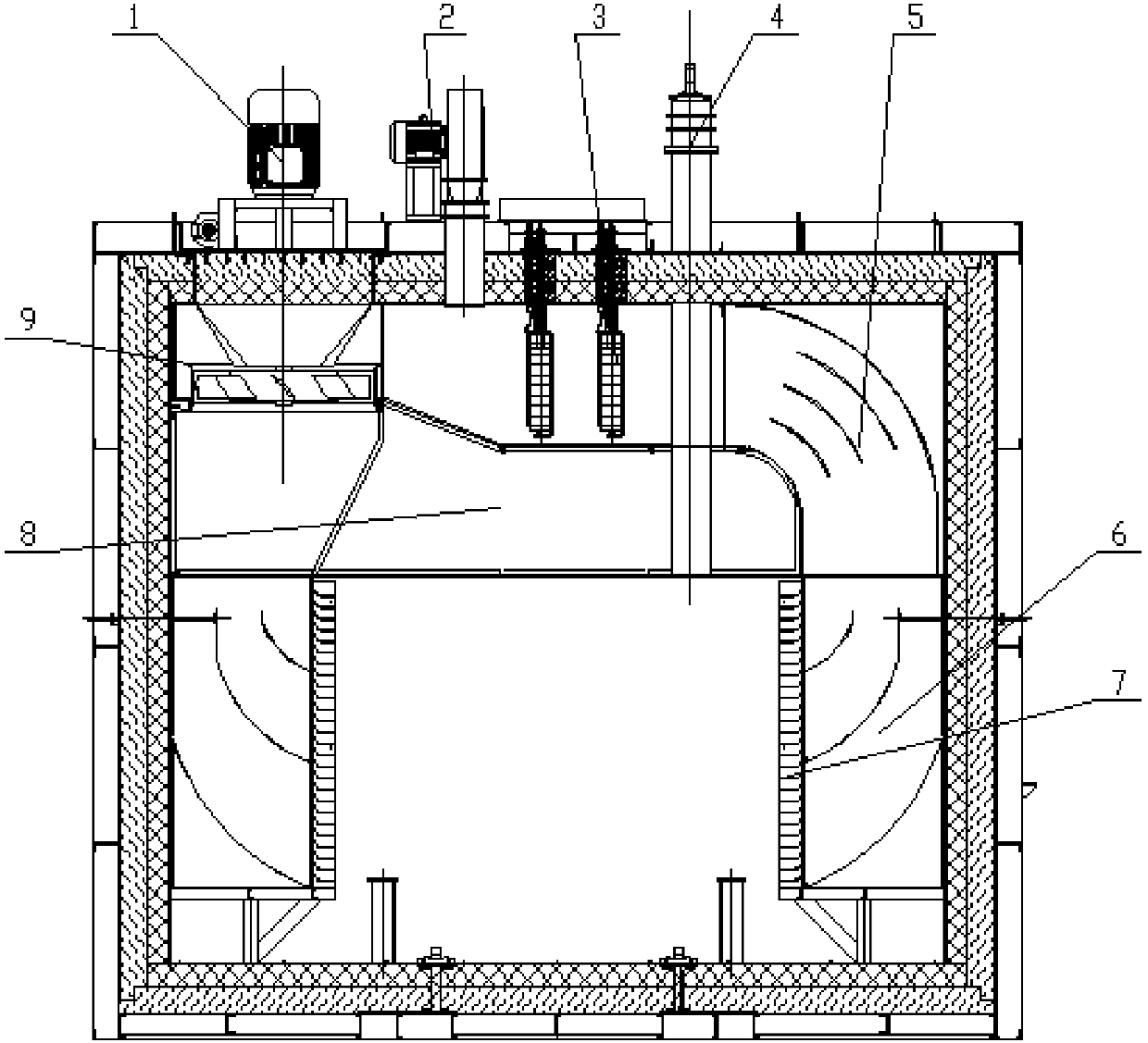 Gas circulation flow-guiding system used for heat treatment furnace