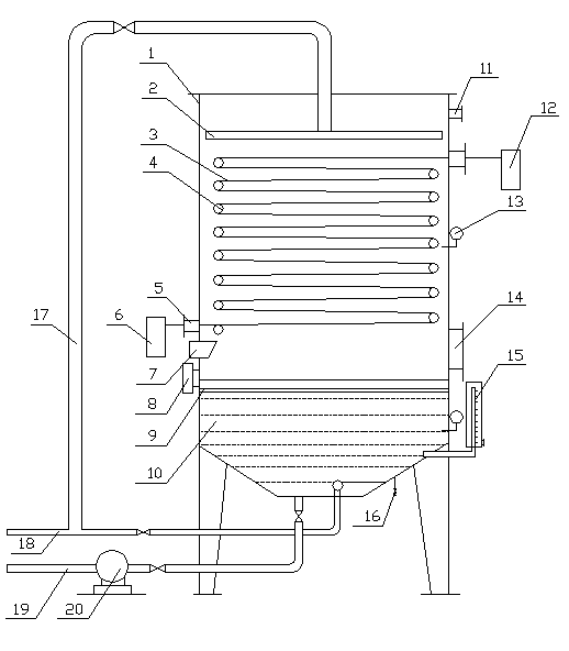 Liquid spraying fermentation tower provided with woven fabric filling system