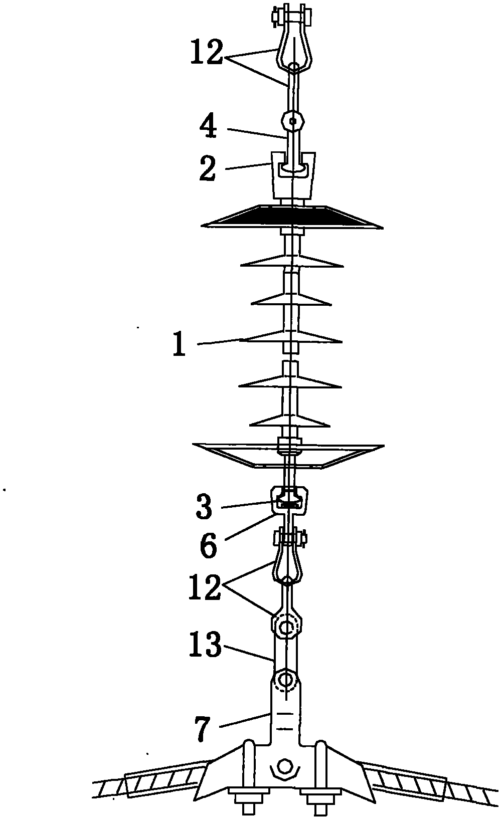 A suspension string of composite insulators for overhead transmission lines