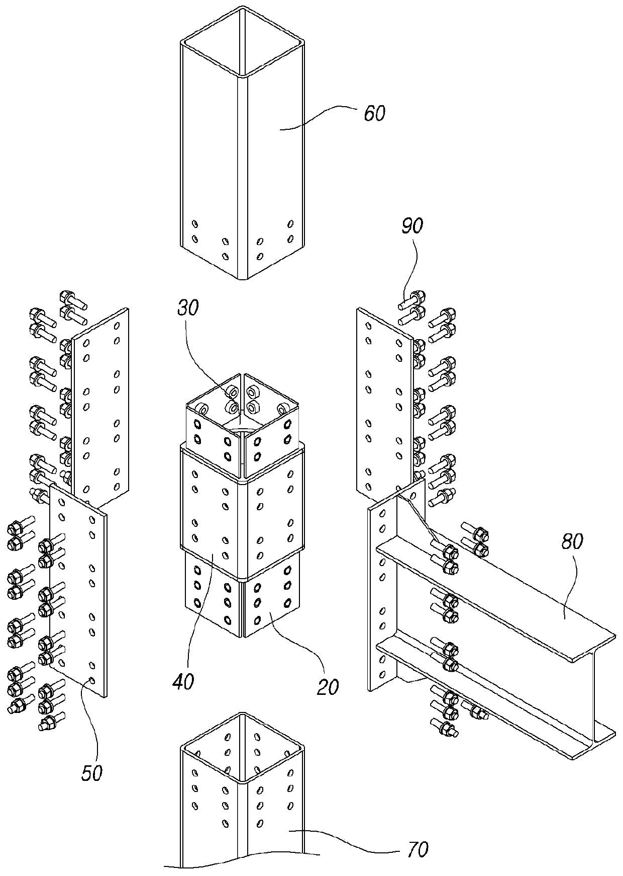 Joint core for joining column and beam, and method for joining column and beam using same