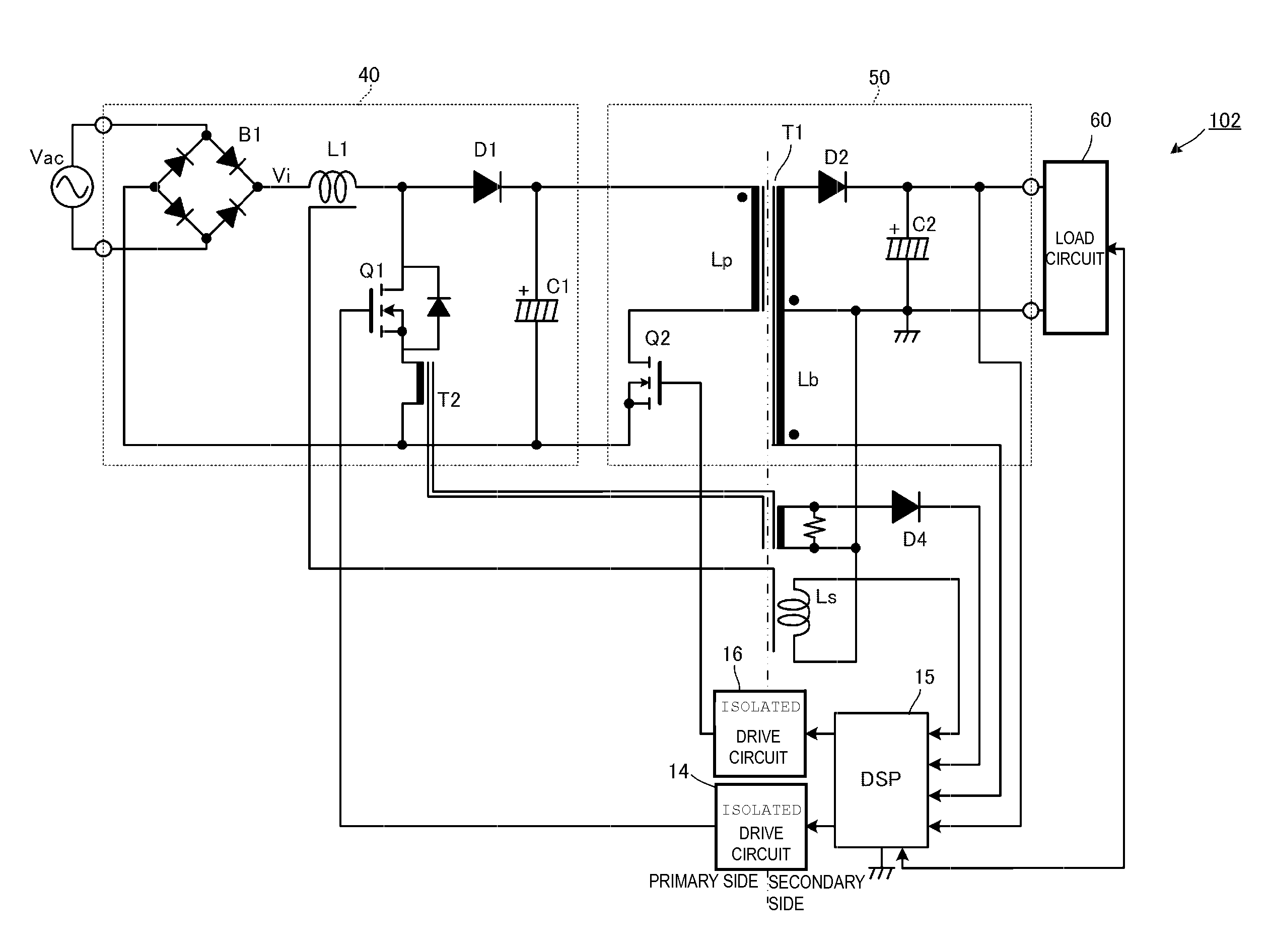 DC-DC switching power supply with power factor correction