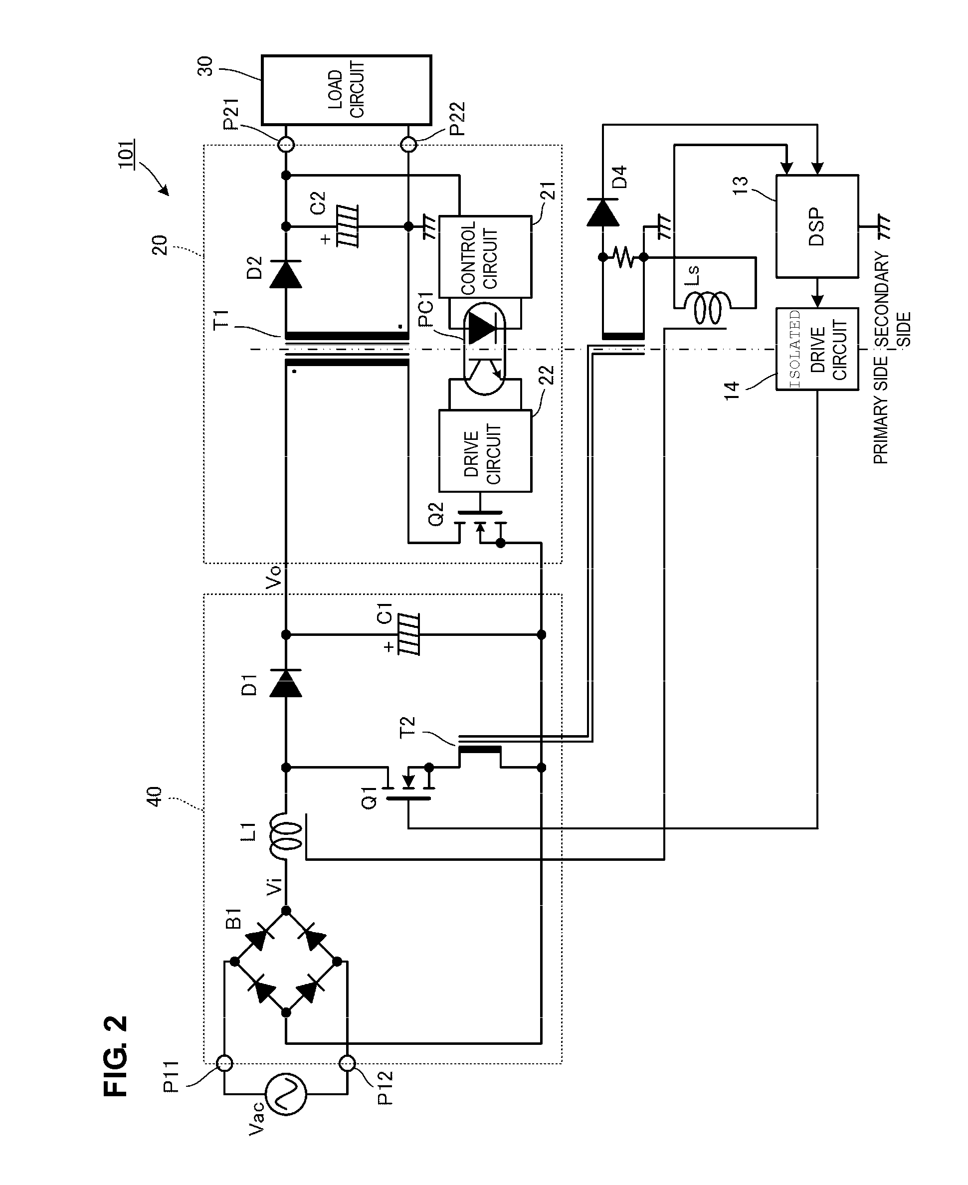 DC-DC switching power supply with power factor correction
