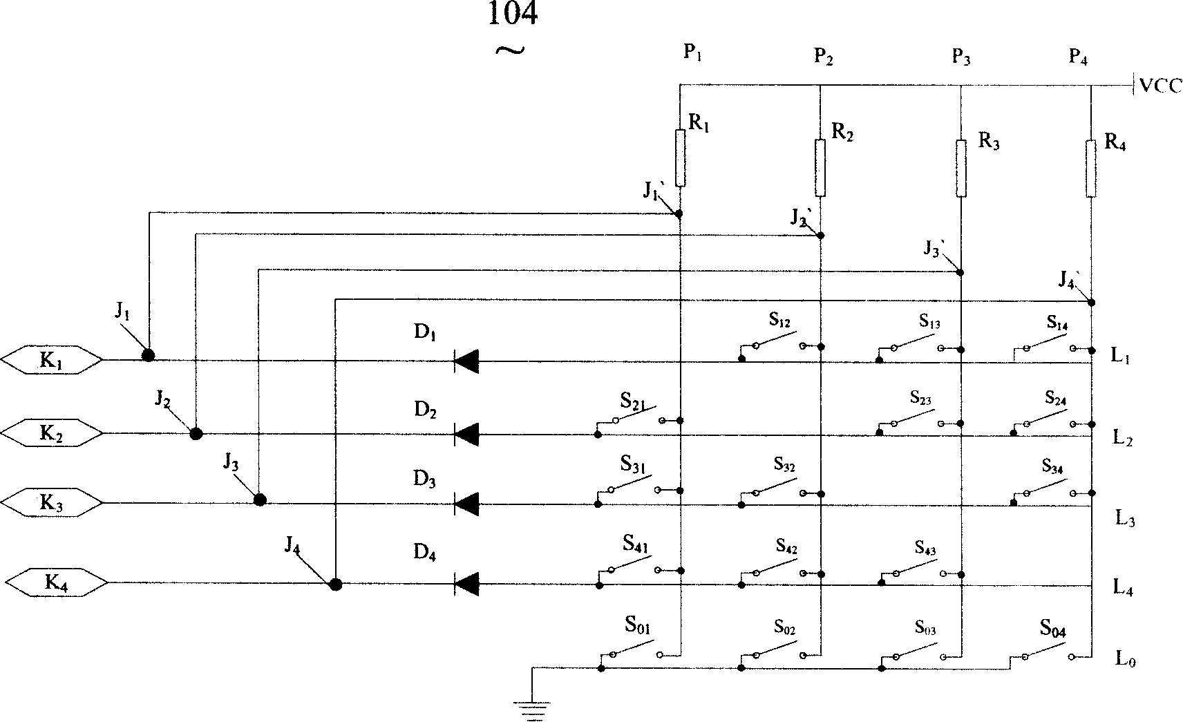 Keyboard scanning circuit and method