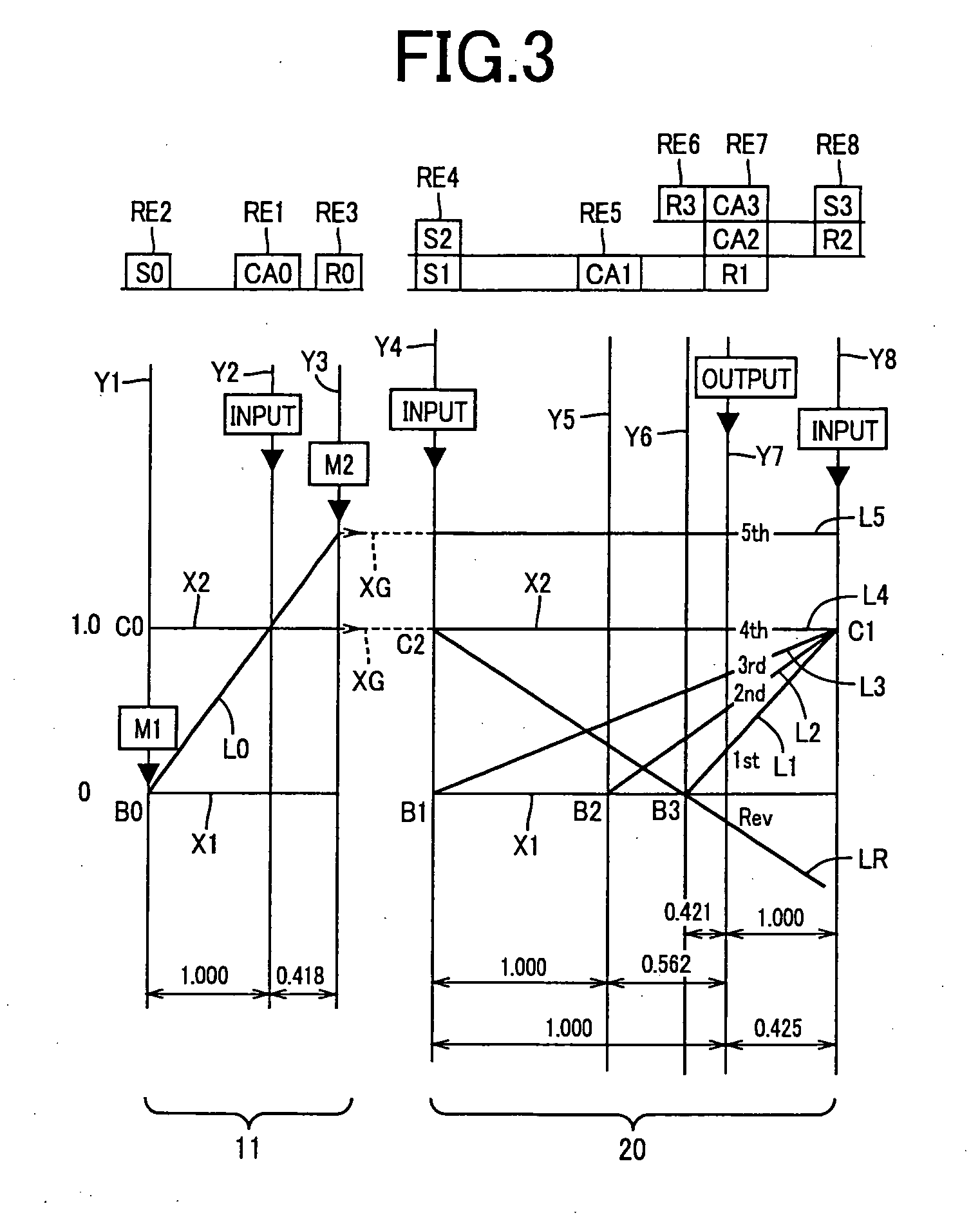 Control device for hybrid vehicle power transmitting apparatus