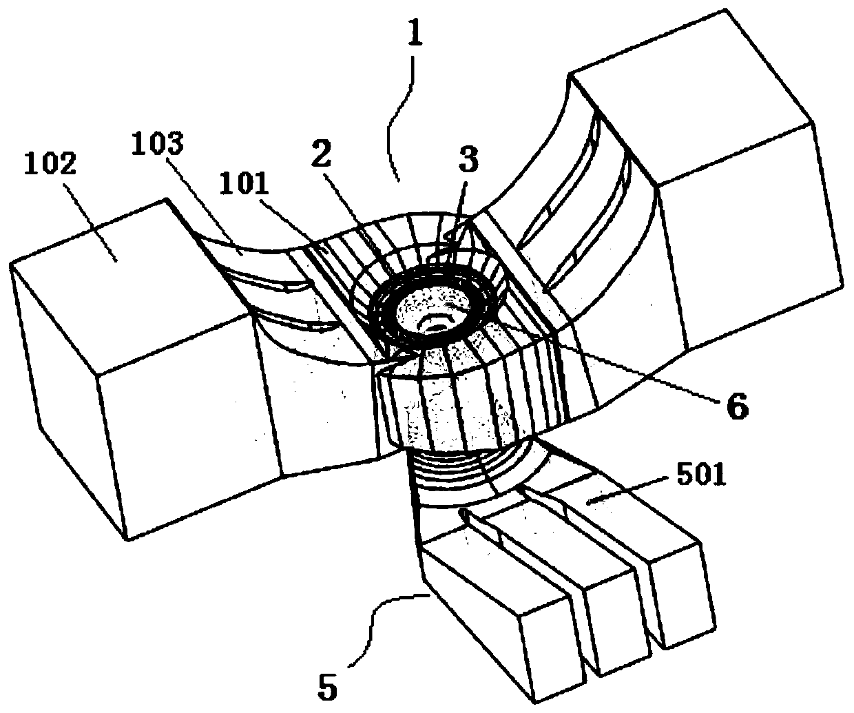 High-specific-speed axial flow water turbine with double-inlet volute