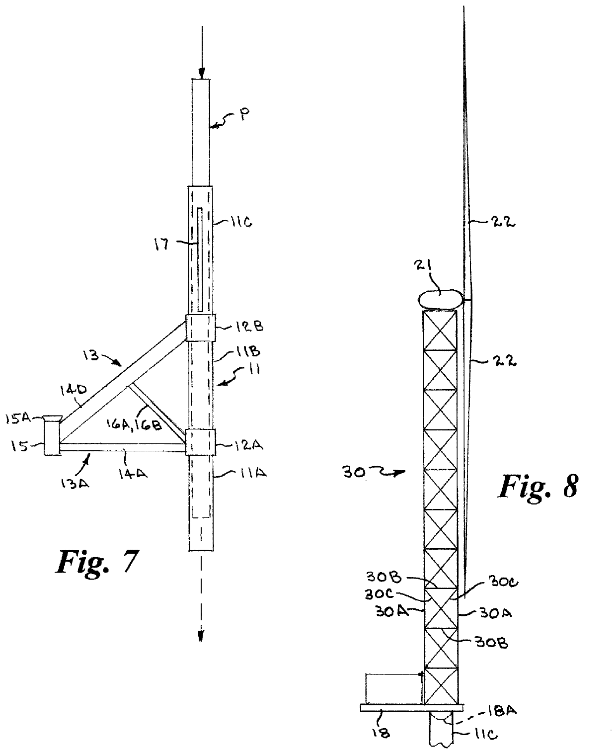 Offshore monopile wind turbine with triangular support structure