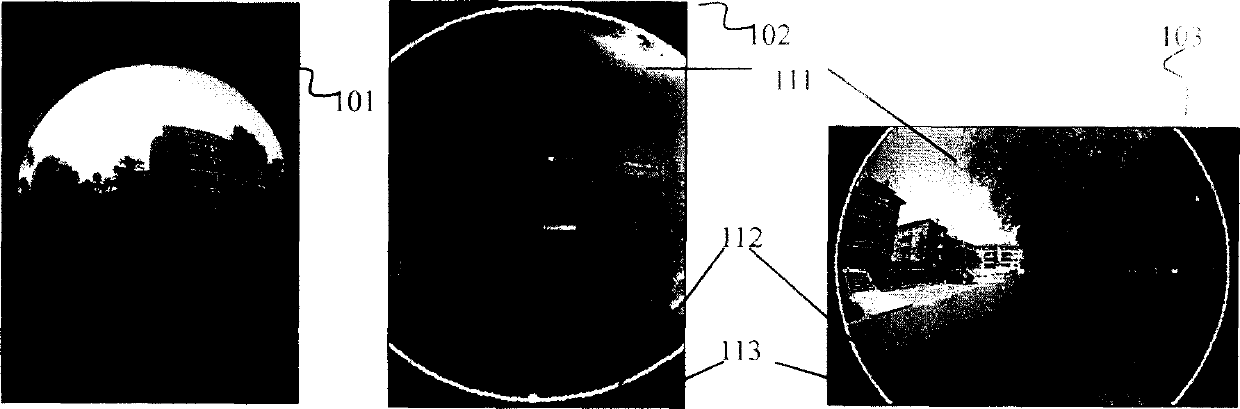Method for generating whole spherical panorama based on six sheets of drum shaft images