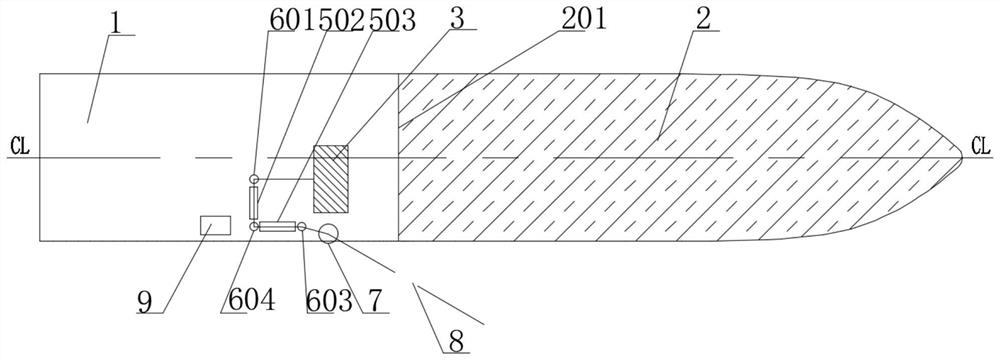A ship arrangement structure of a longline fishing system and its operation method