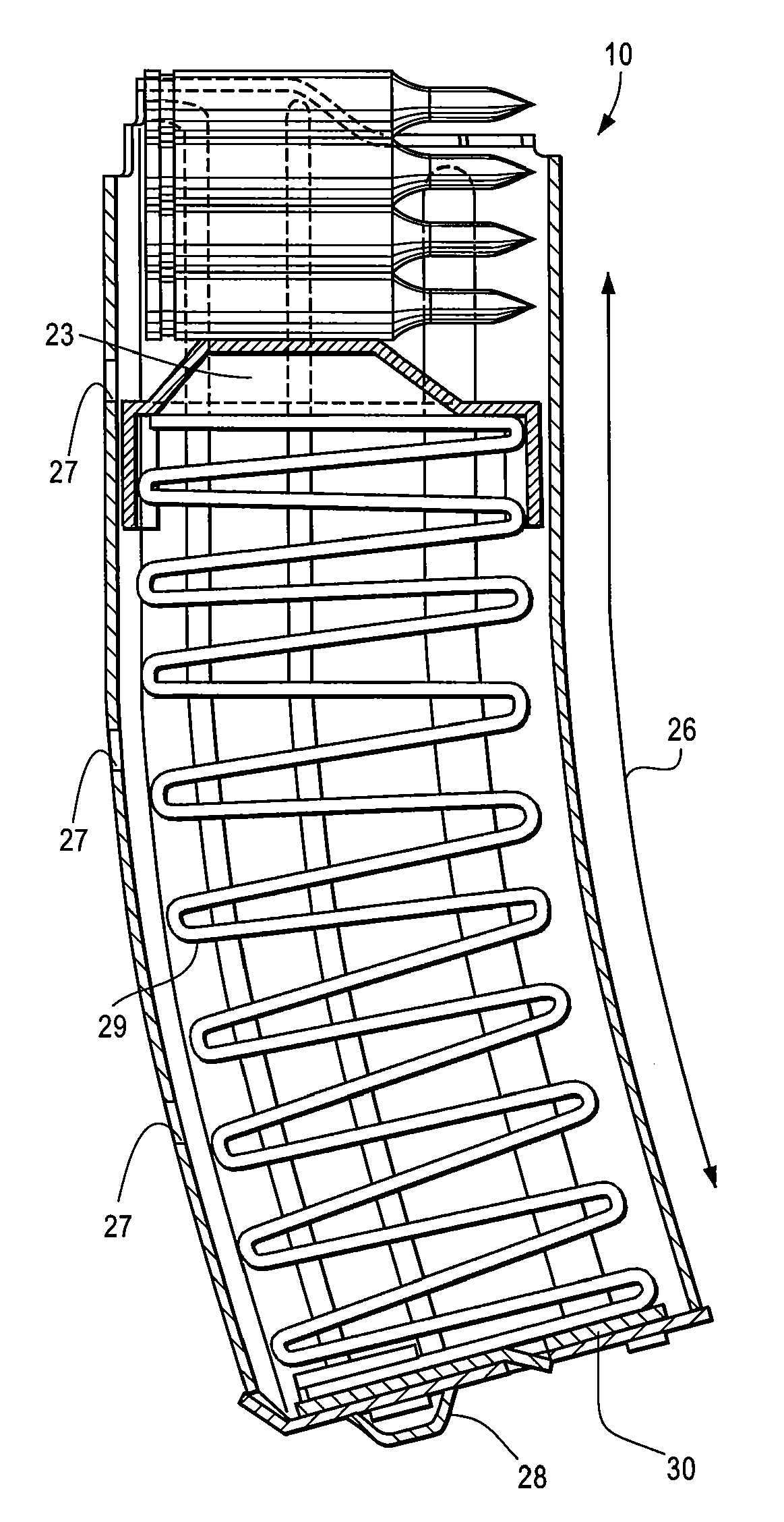 Arcuate magazine for a firearm and a method for making the same