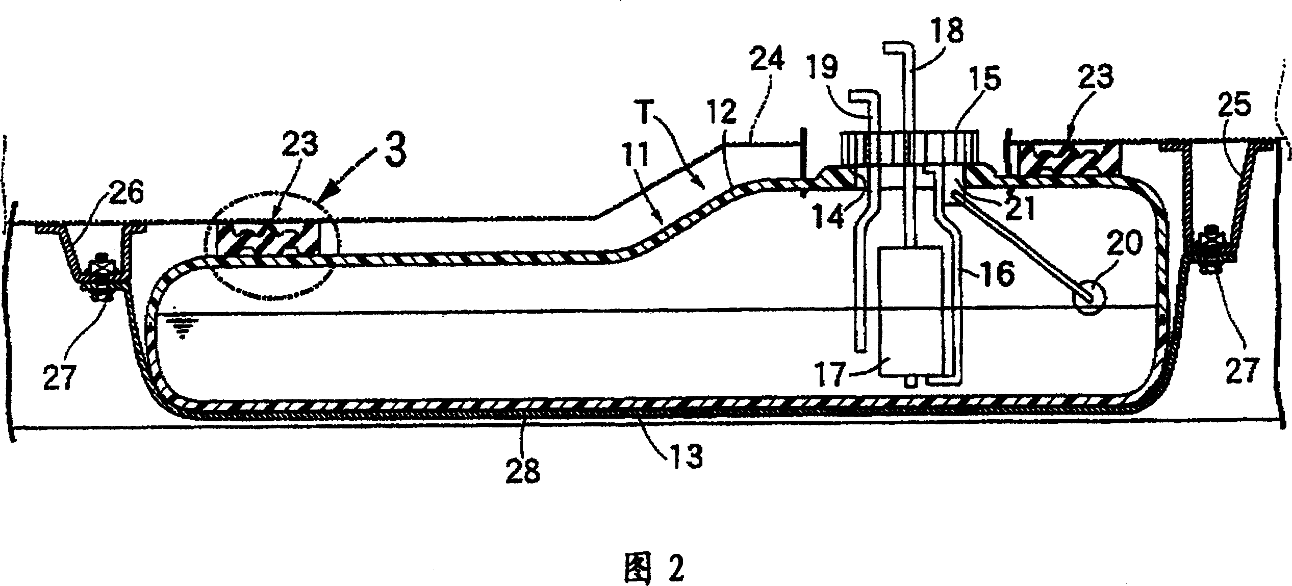 Vibration isolation support structure of fuel tank for vehicle