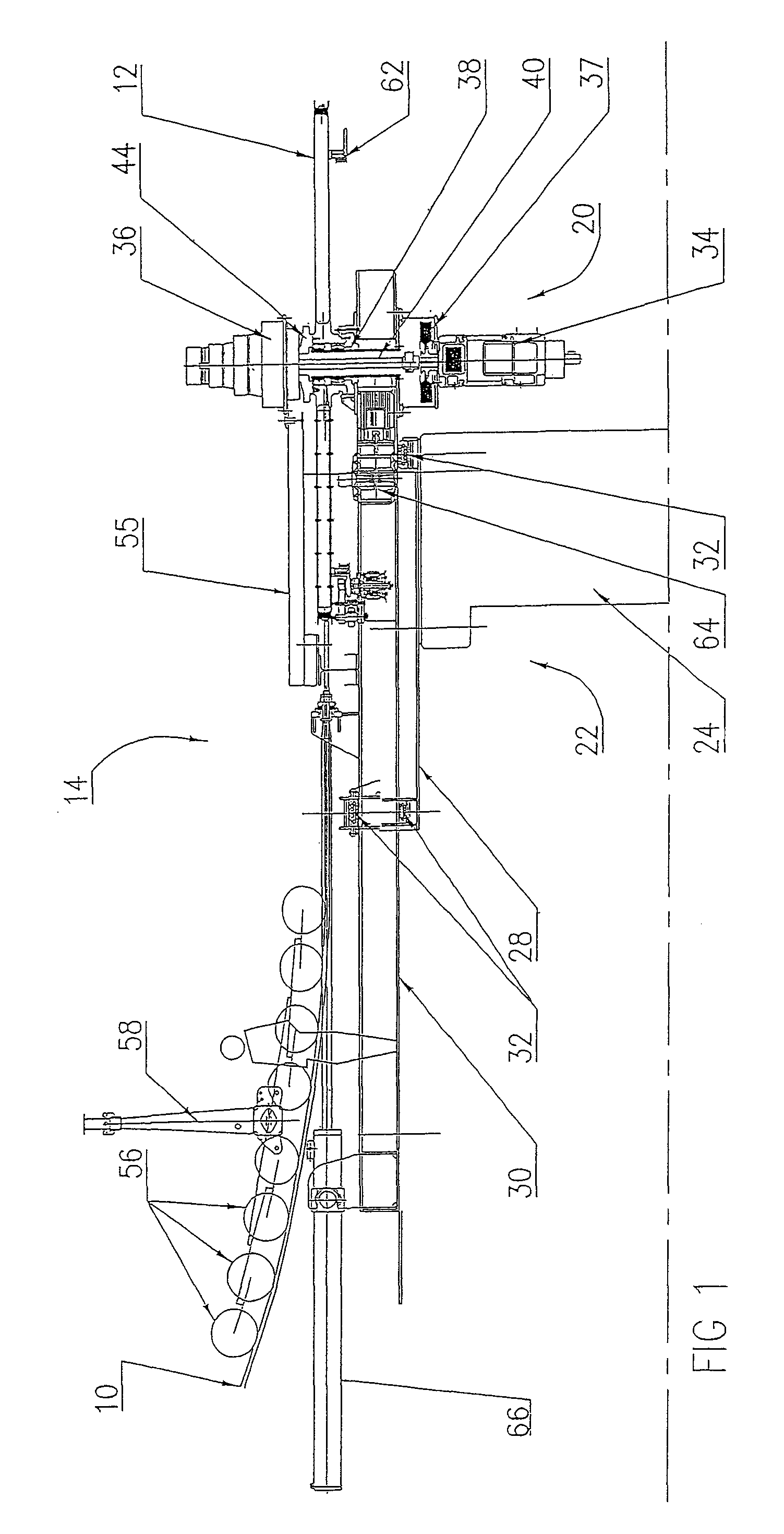 Drive device of the bull-wheel of a single carrying-hauling rope chair lift with fixed rope grips