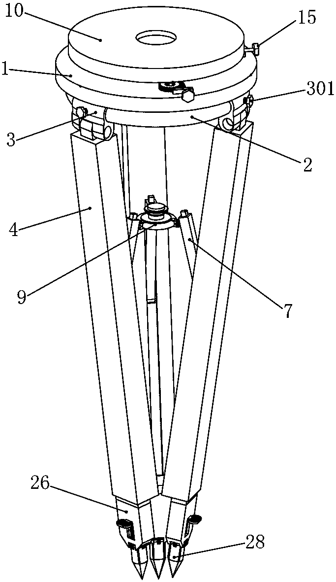 Mechanical supporting device for civil engineering surveying and mapping
