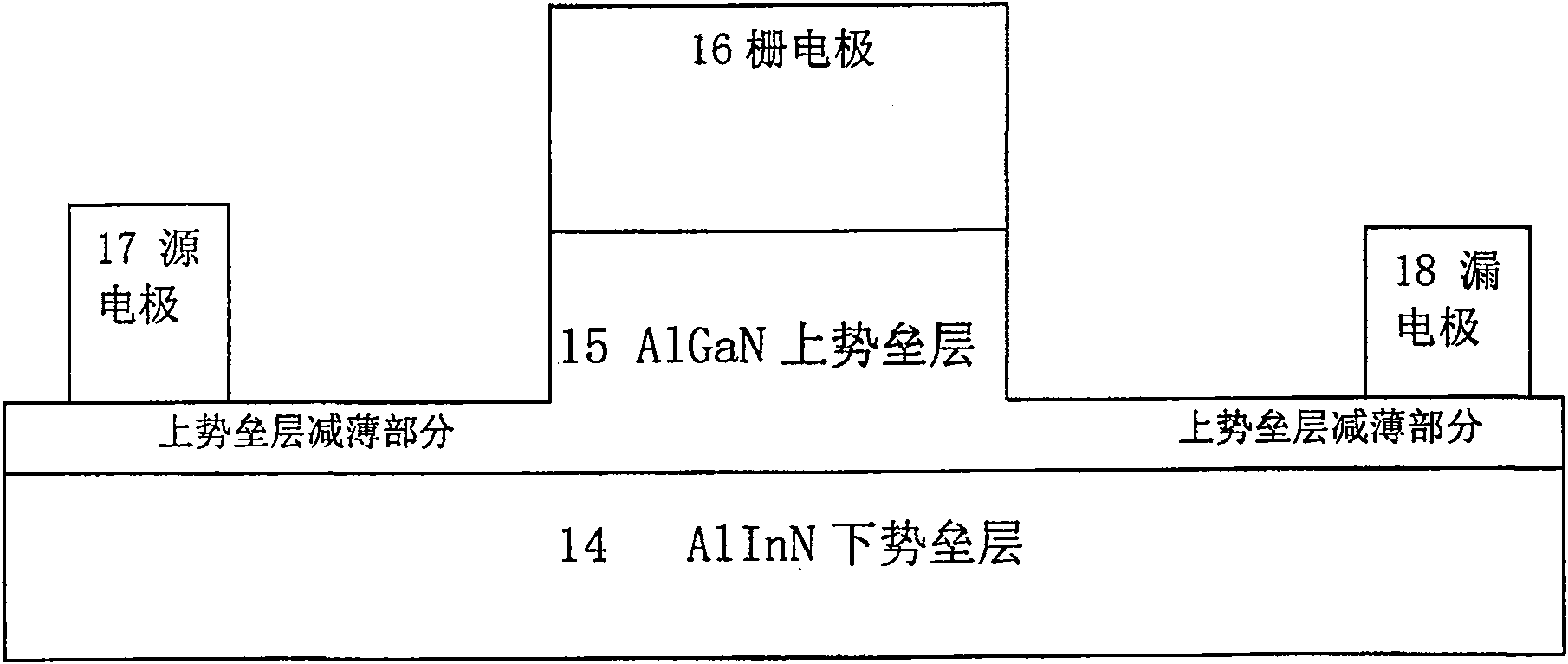 Method for producing AlGaN/AlInN composite potential barrier gallium nitride field effect pipe