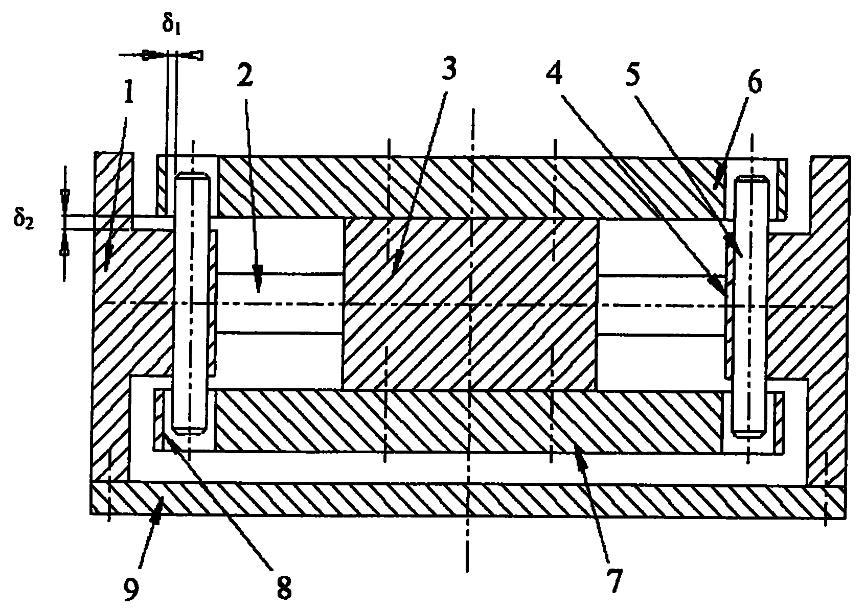 Overload protection device for multi-axial force sensor