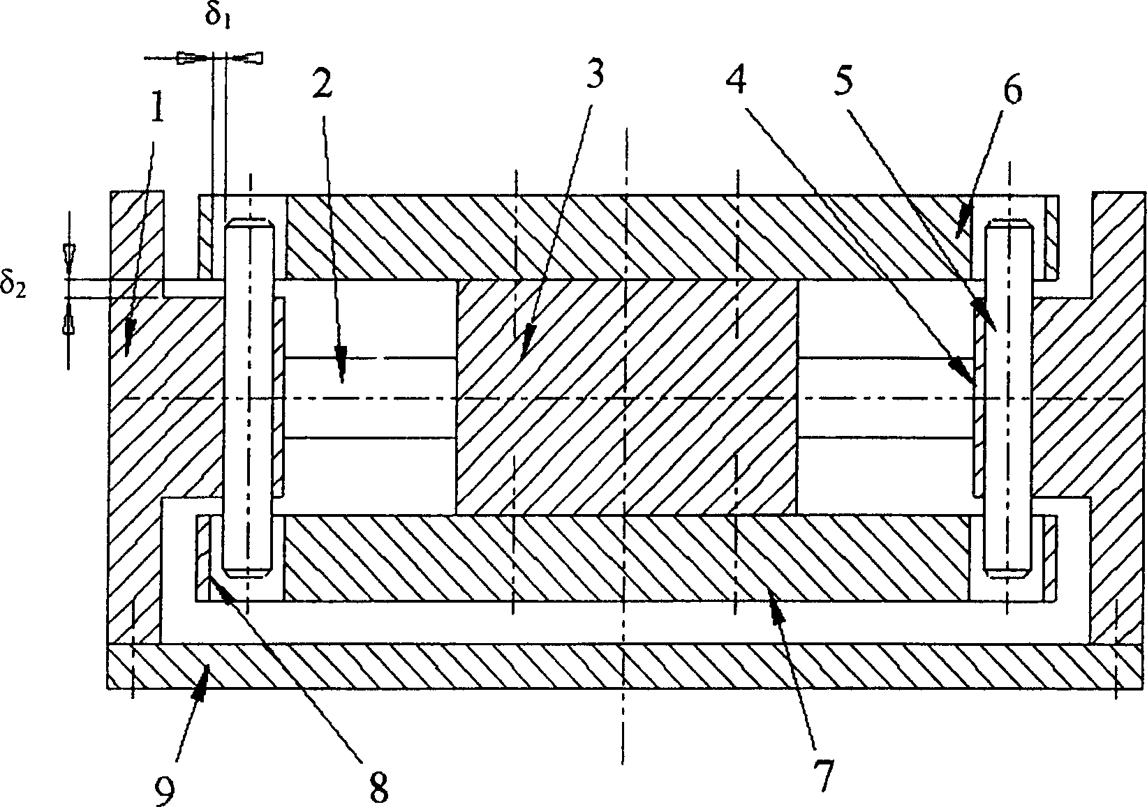 Overload protection device for multi-axial force sensor