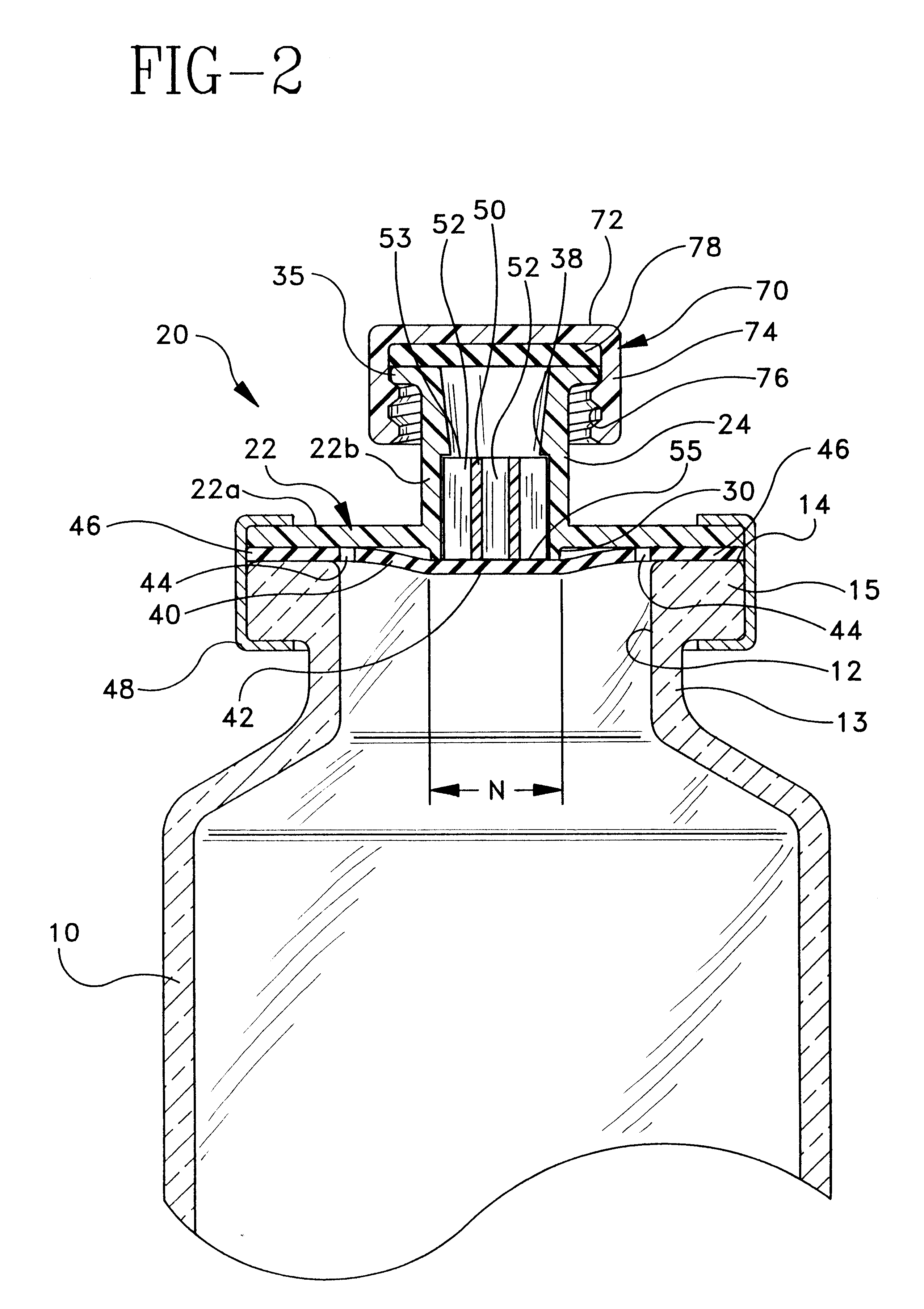 Resealable vial with connector assembly having a membrane and pusher