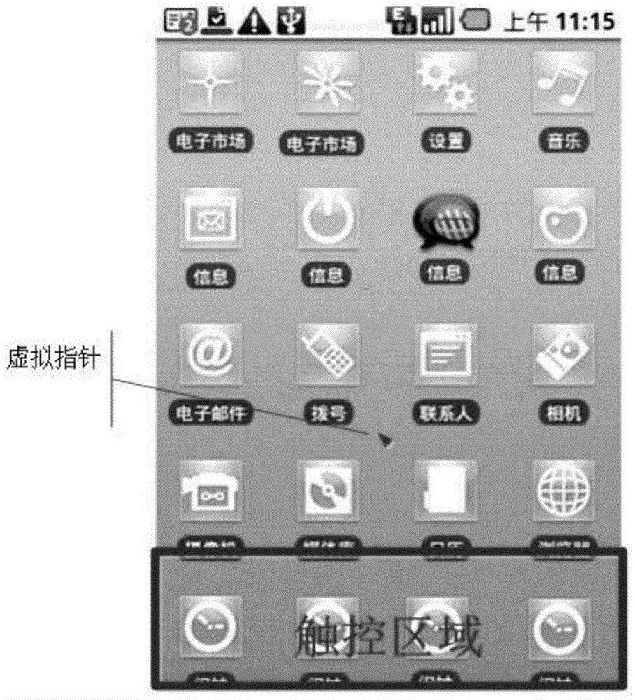 Method and mobile terminal used for realizing virtual pointer control on touch screen