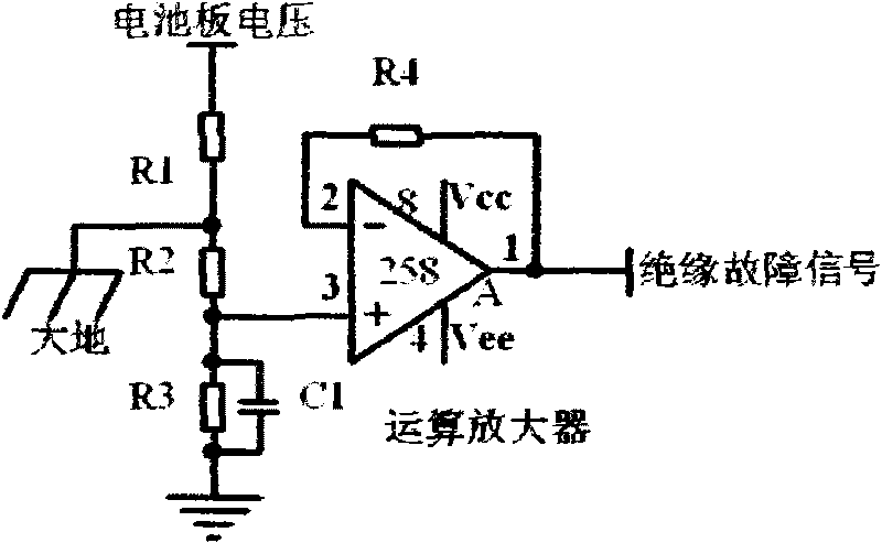 Circuit for detecting insulation fault of solar battery