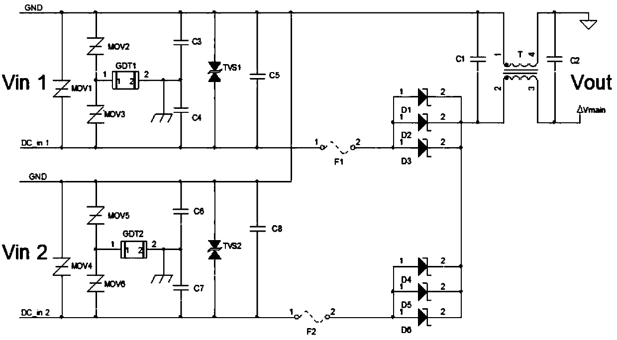 Dual-input and output power supply for network communication equipment