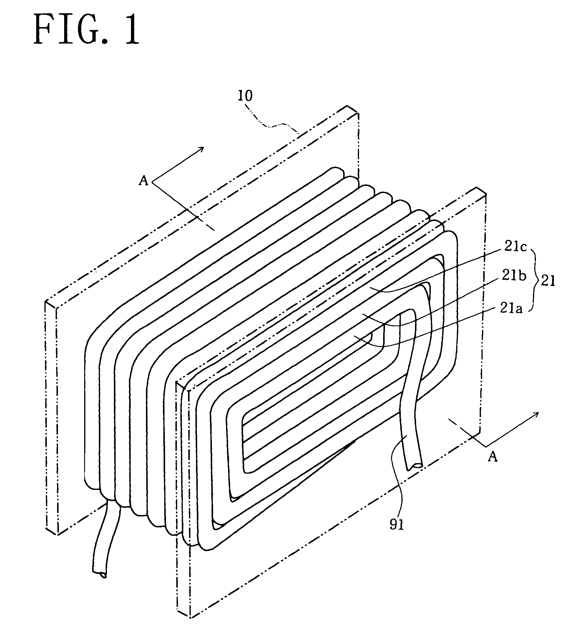 Air-core coil and process for fabricating the same