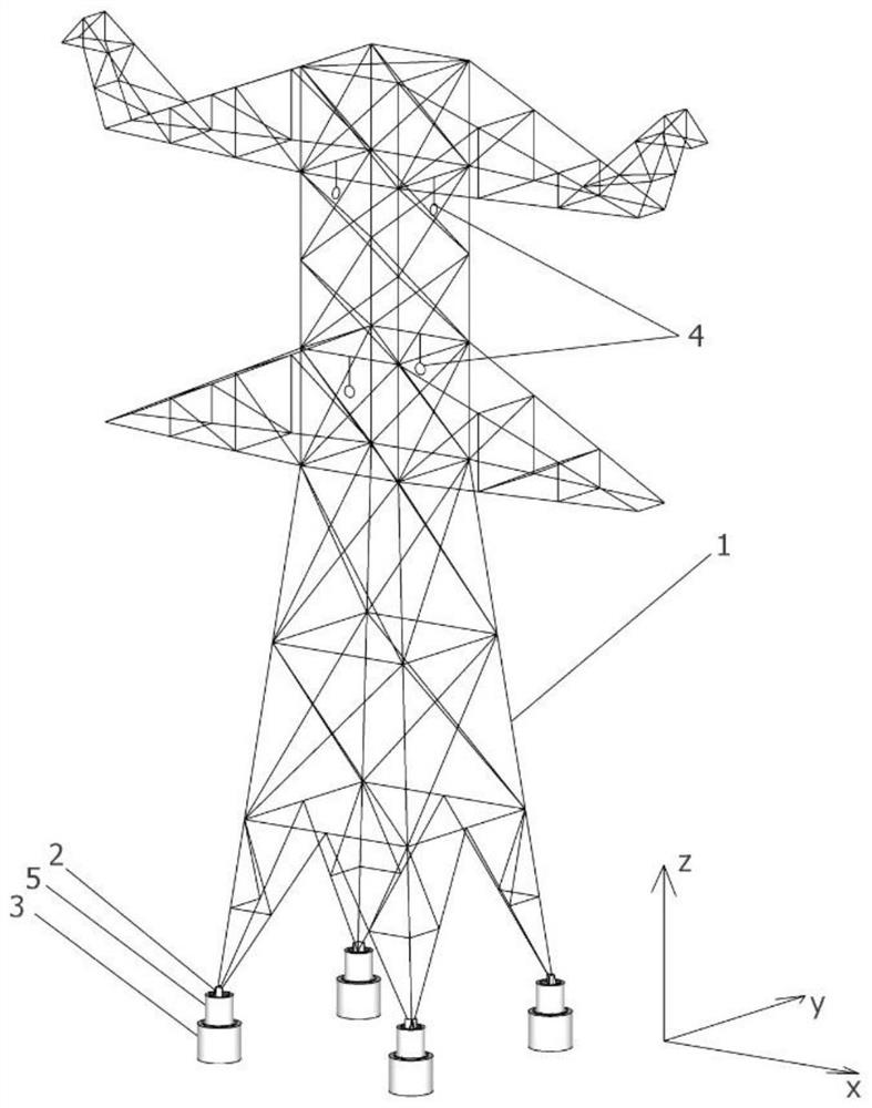 Vibration reduction power transmission tower system with composite vibration isolation base and cantilever tuning beam