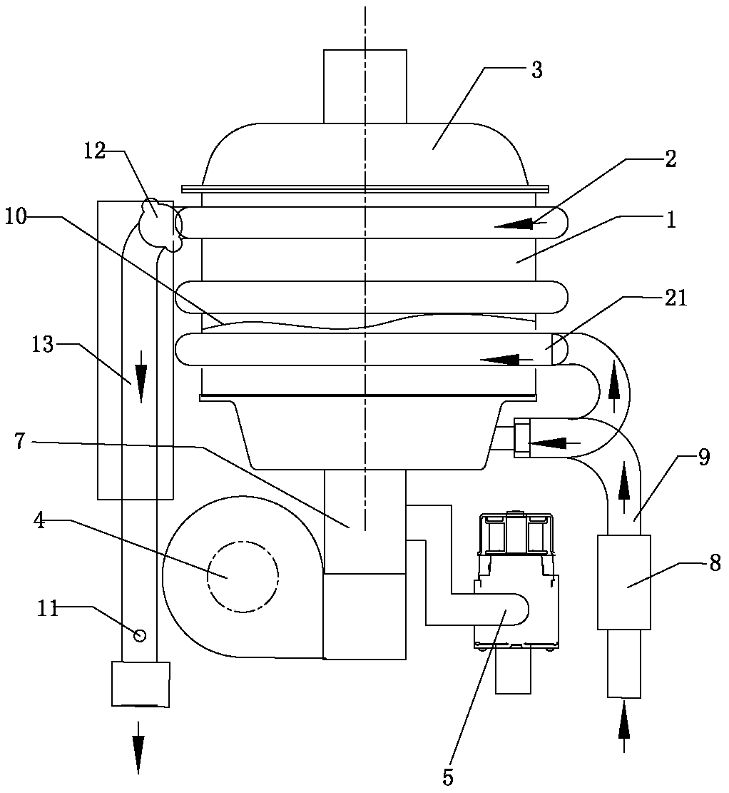 A water-cooled fully premixed gas water heater