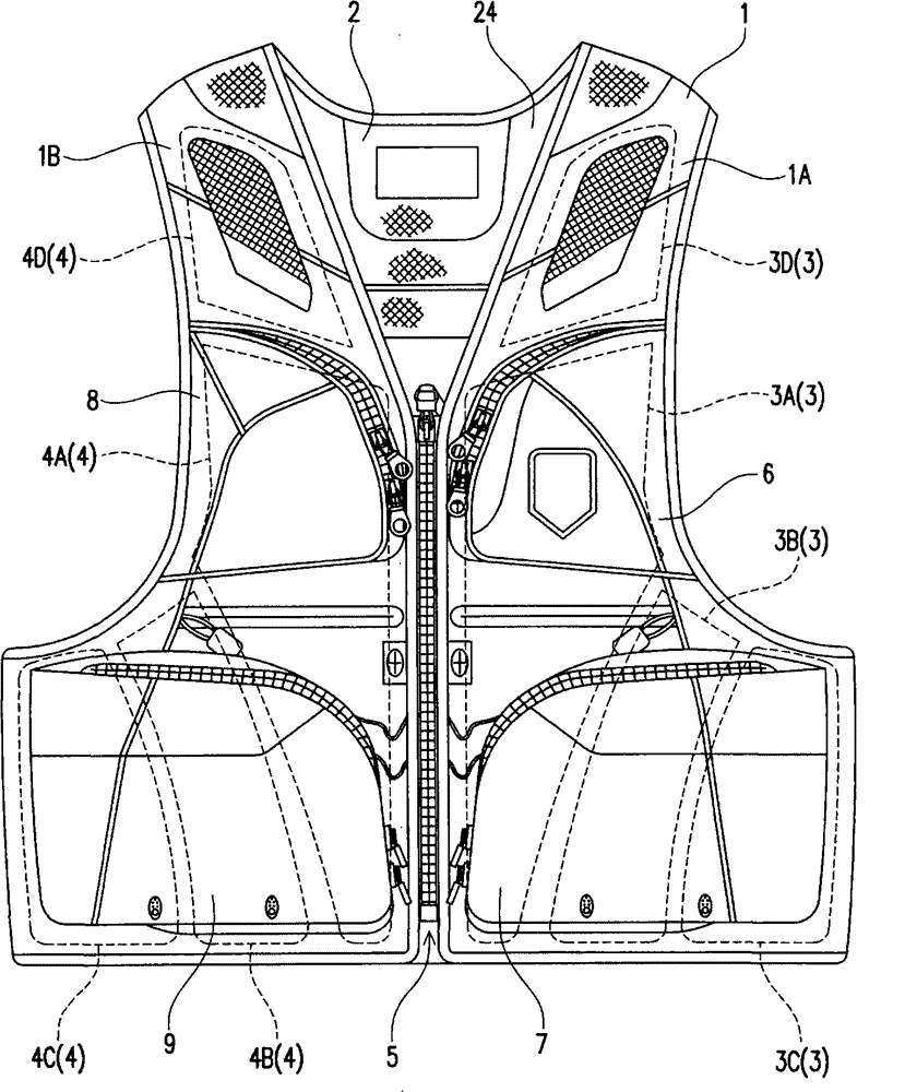 Upper garment for fishing with buoyancy material