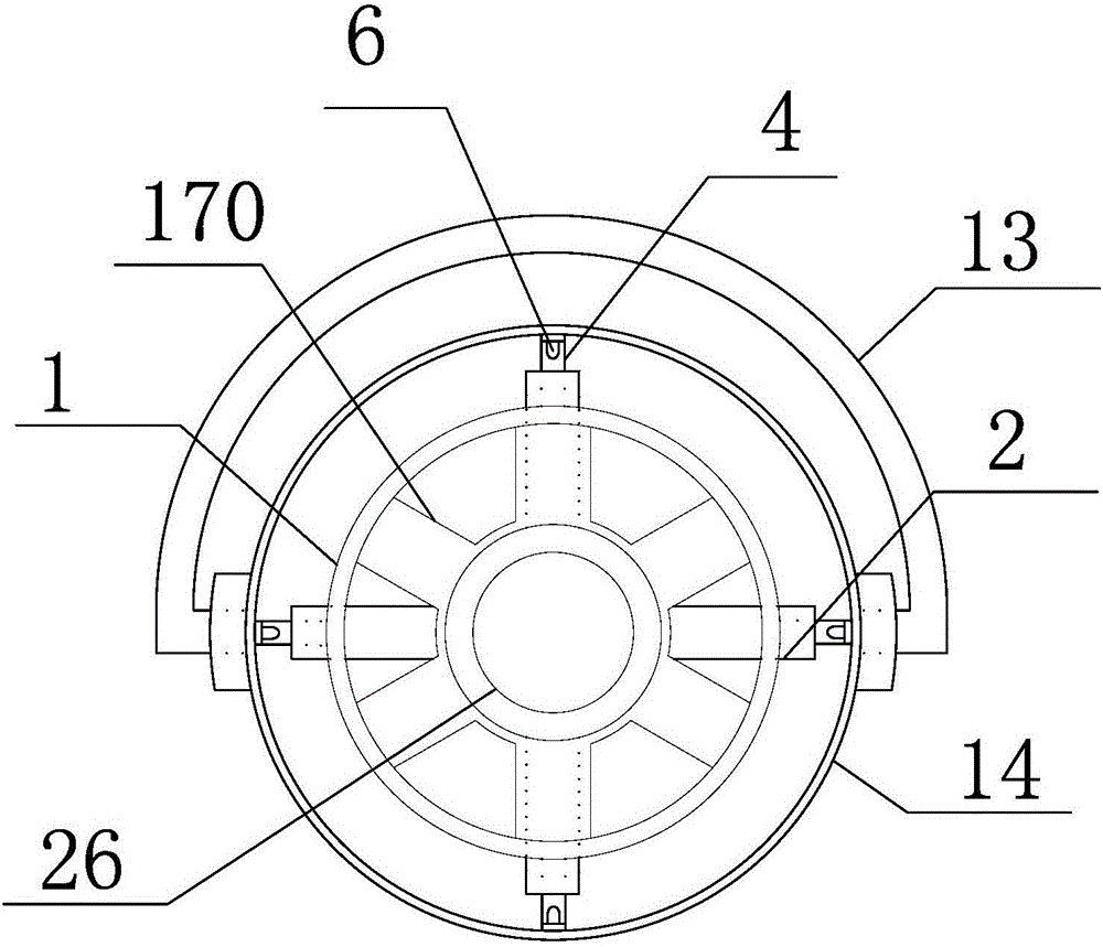 Hexagonal prism rotary sliding block self-locking lifting prismatic barrel rotary mop jet flow cleaning and spin-drying device