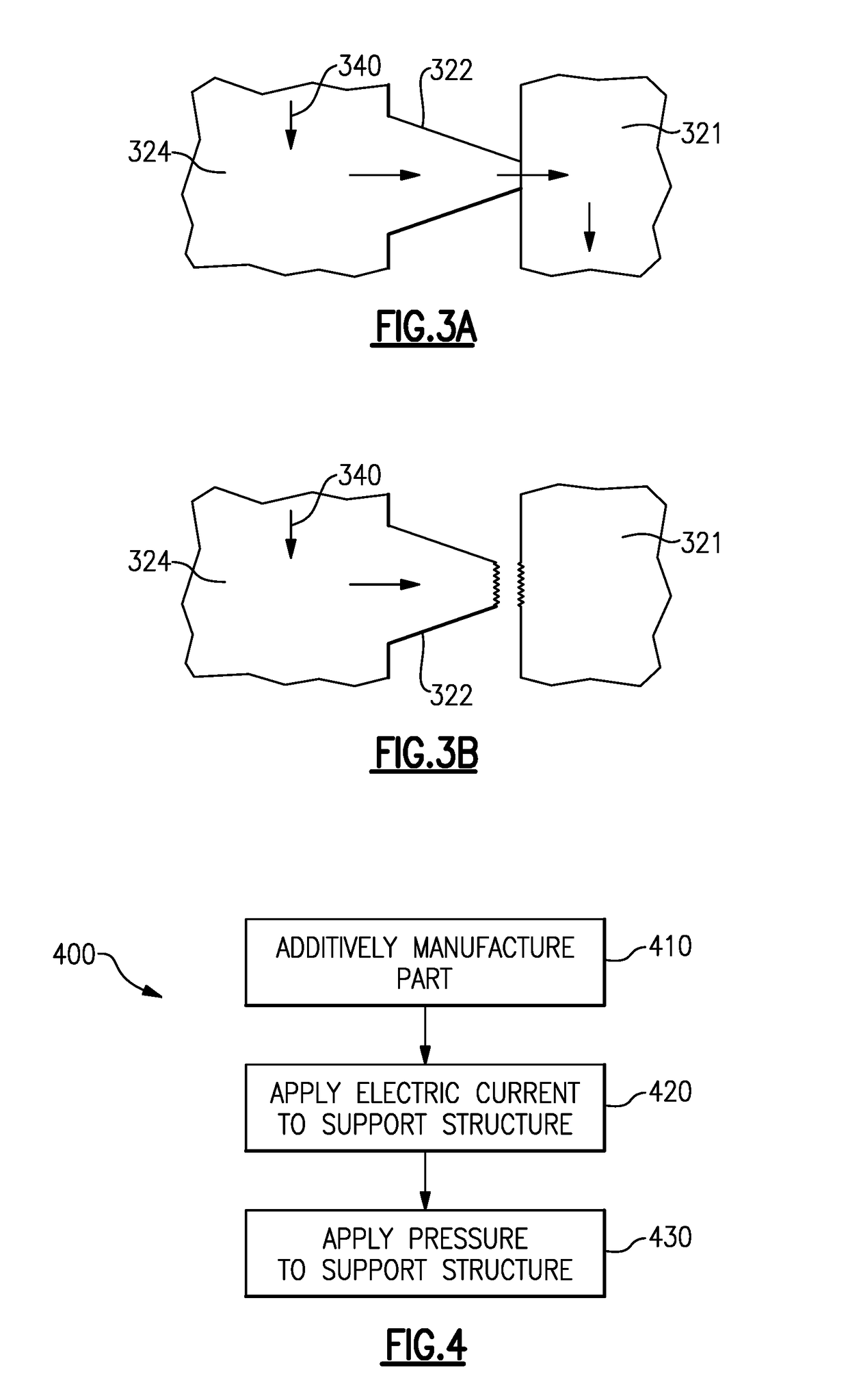 Additively manufactured article including electrically removable supports