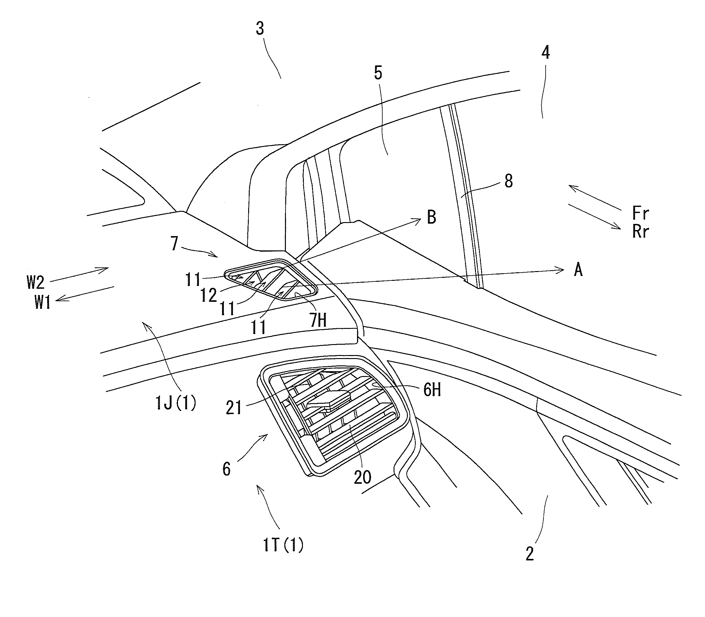 Air feed structure for vehicle