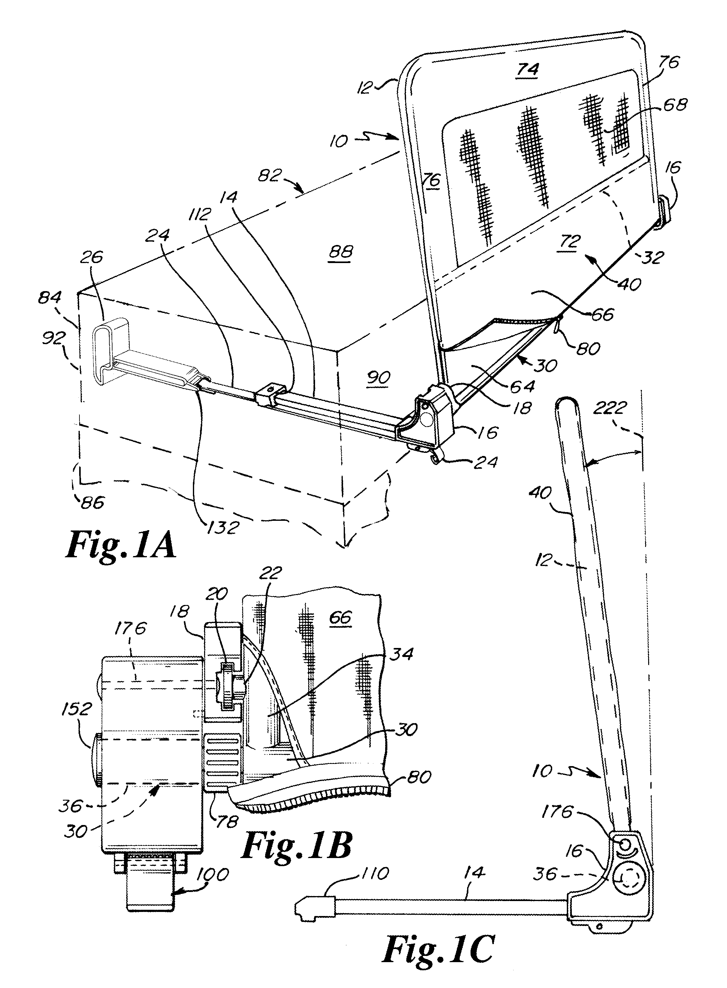 Bed rail having rotating seat for guard frame