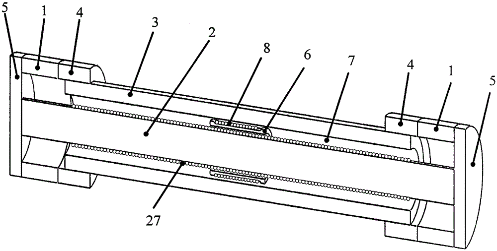 Magnetic field tracking and compensation double permanent magnet tube symmetrical excitation at both ends Cylindrical closed magnetic field type electromagnetic vibrating table magnetic circuit structure