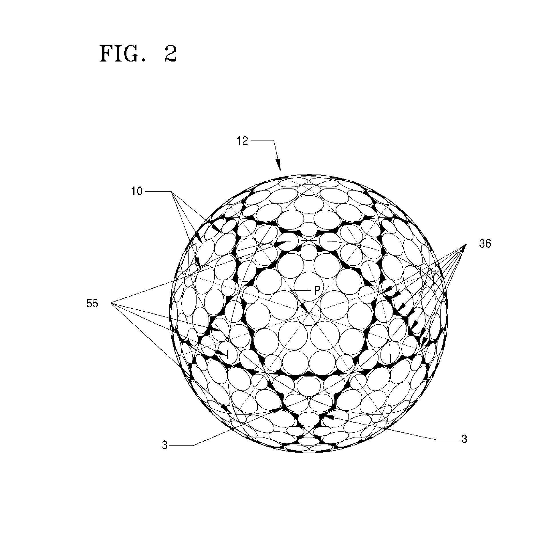 Golf ball having surface divided by triangular concave sectors