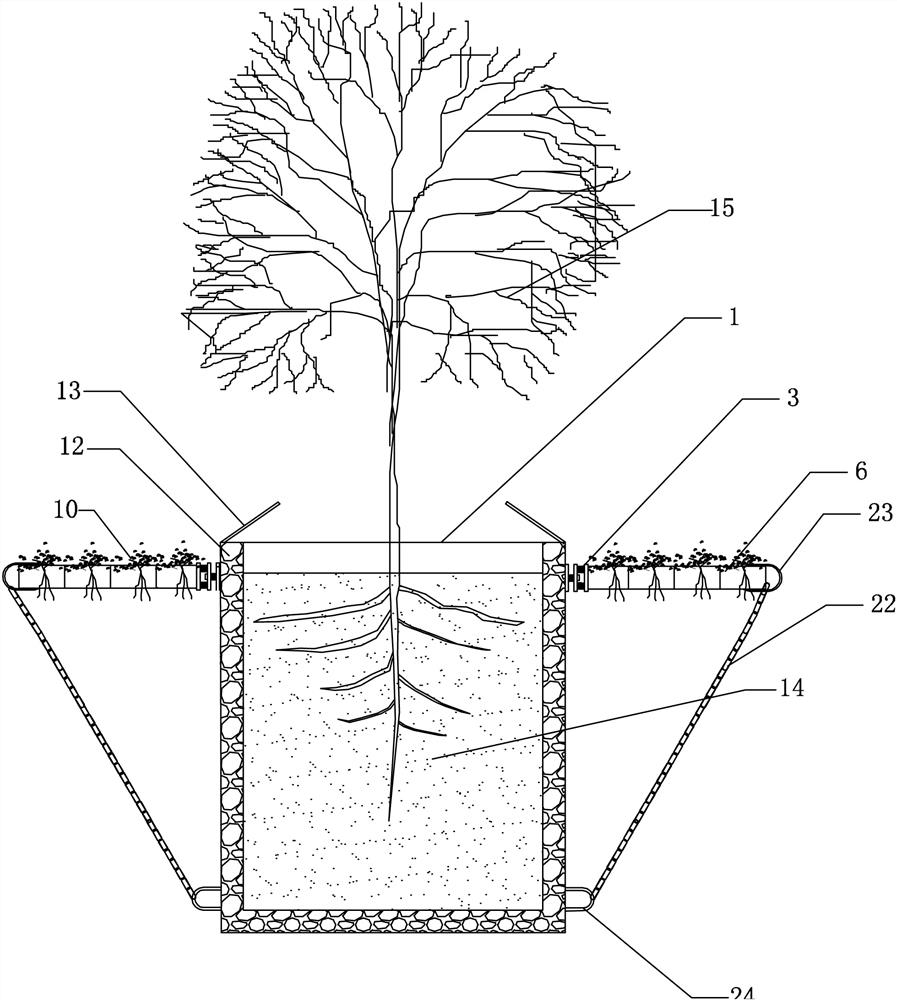 A tree-plantable ecological landscape floating island and its application method