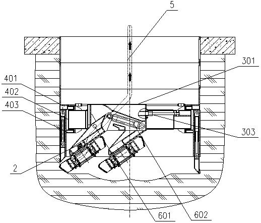 A variable section vertical shaft excavation device