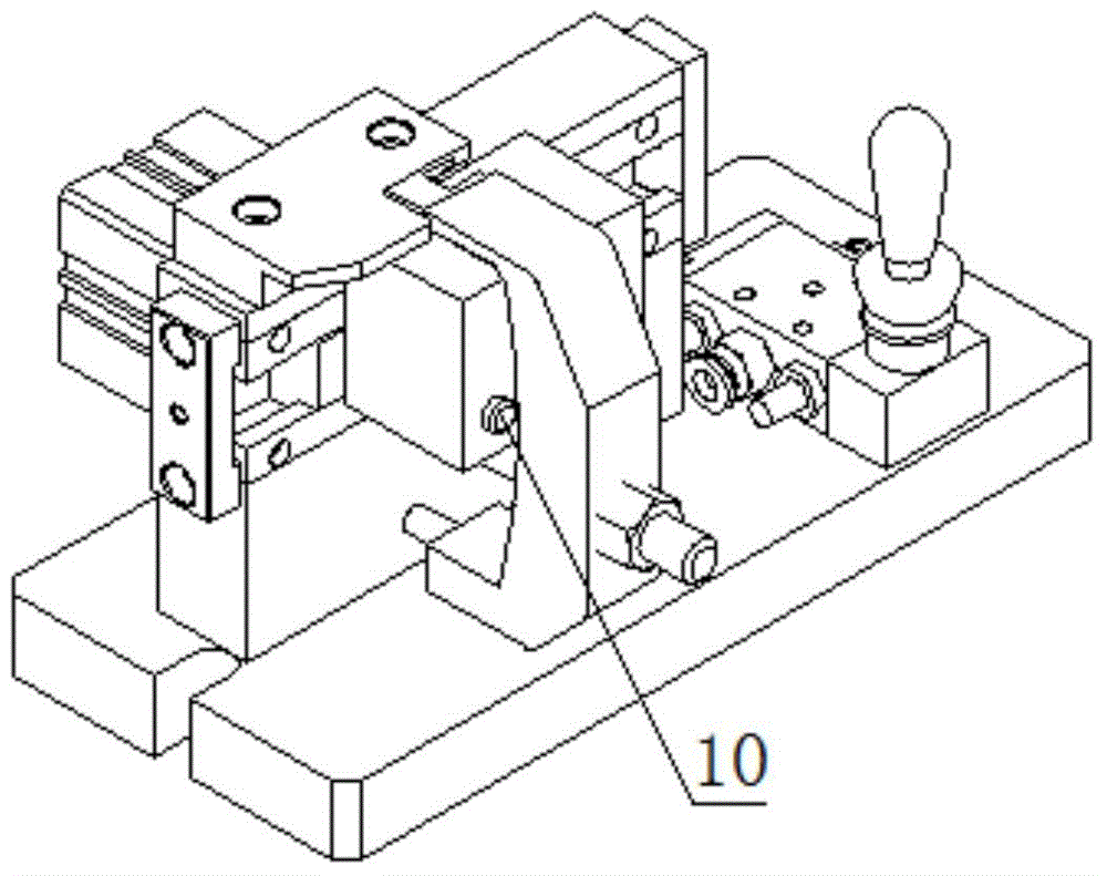 Special clamping device for slidably positioning and pneumatically clamping feed dog to machine top surface