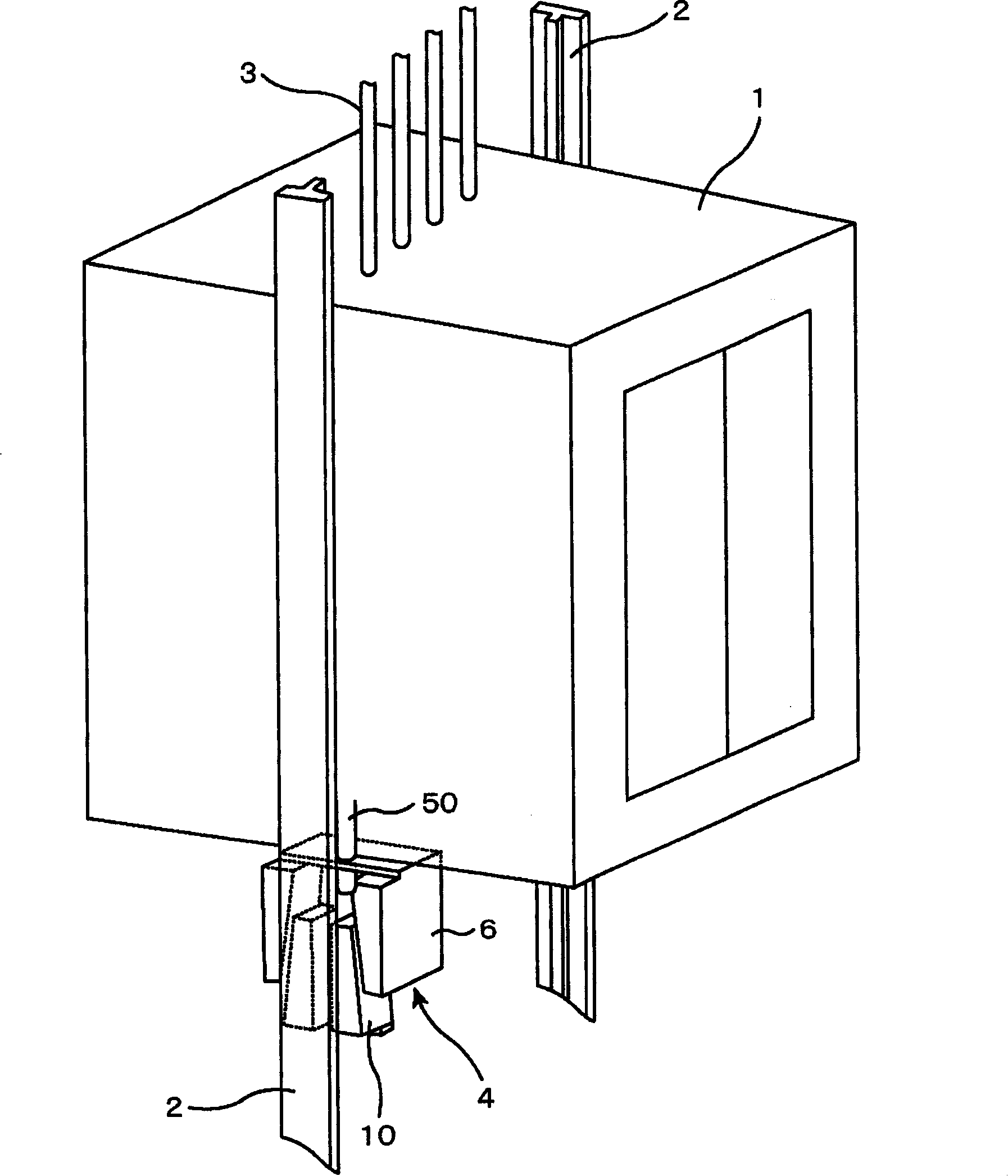 Elevator and emergency braking device for the same