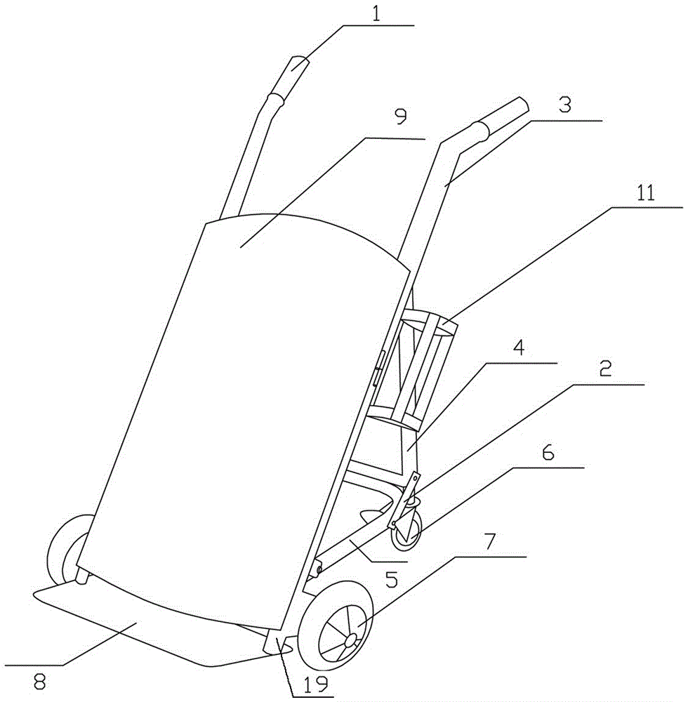 Self-made detachable trolley for transporting and placing gas cylinders in construction site and making method thereof