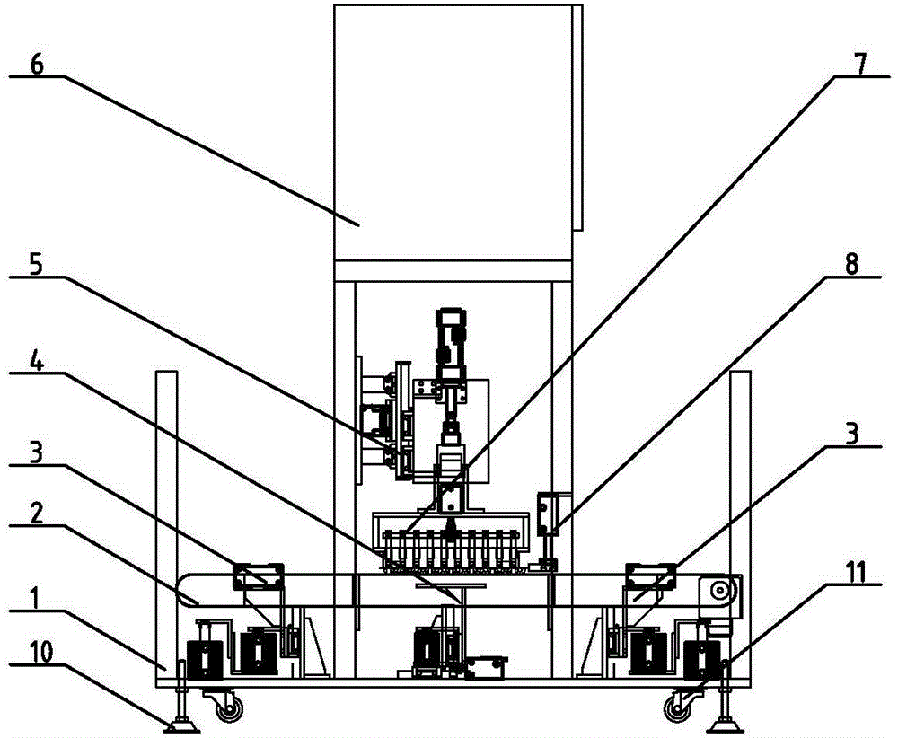 Automatic tray arranging machine and work method thereof