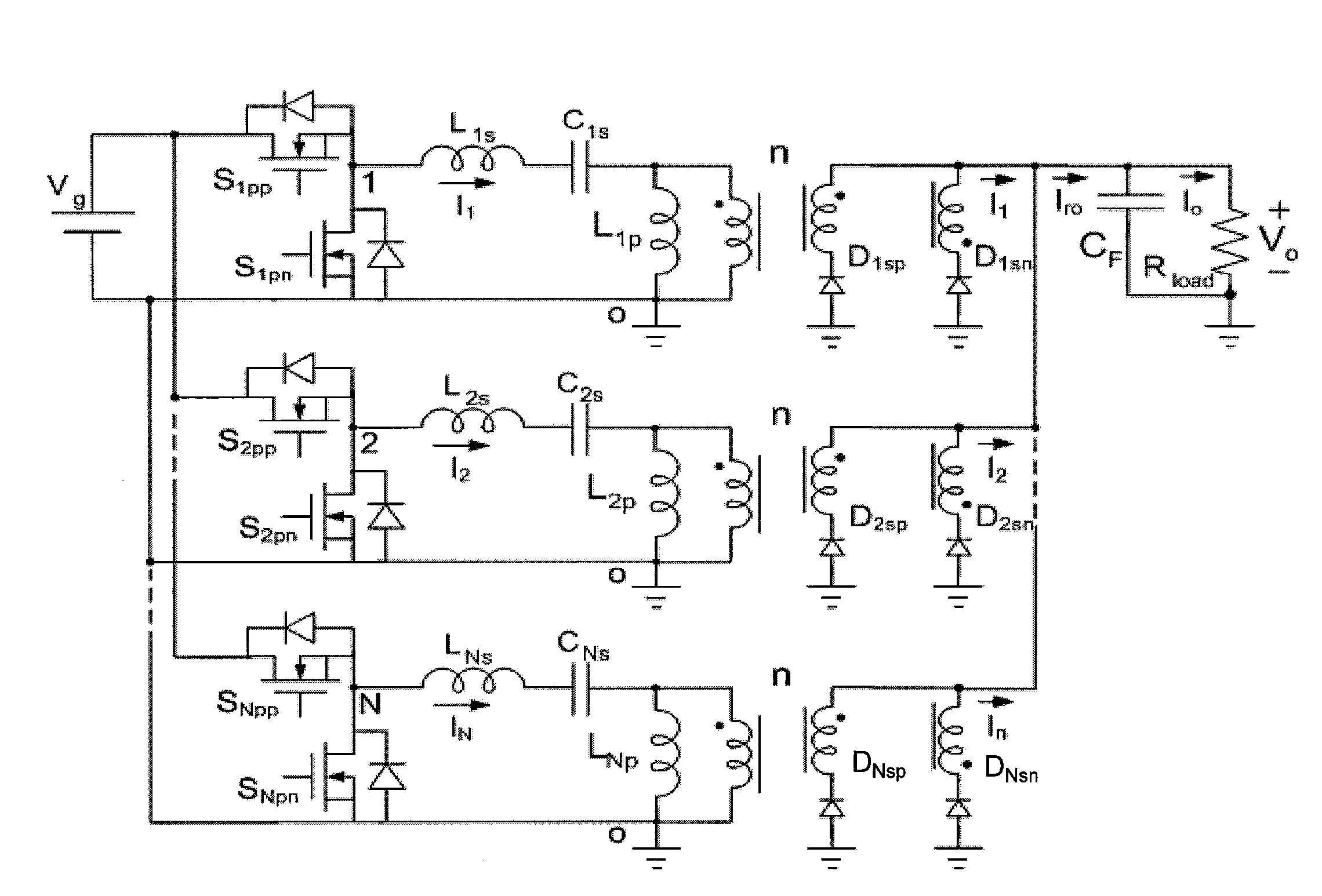 Multiphase resonant converter for dc-dc applications