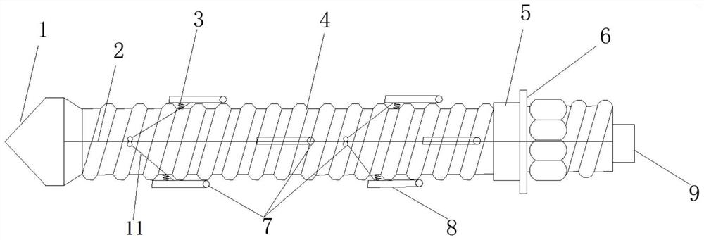 Self-propelled hollow grouting expansion anchor rod and construction method thereof