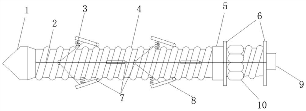 Self-propelled hollow grouting expansion anchor rod and construction method thereof
