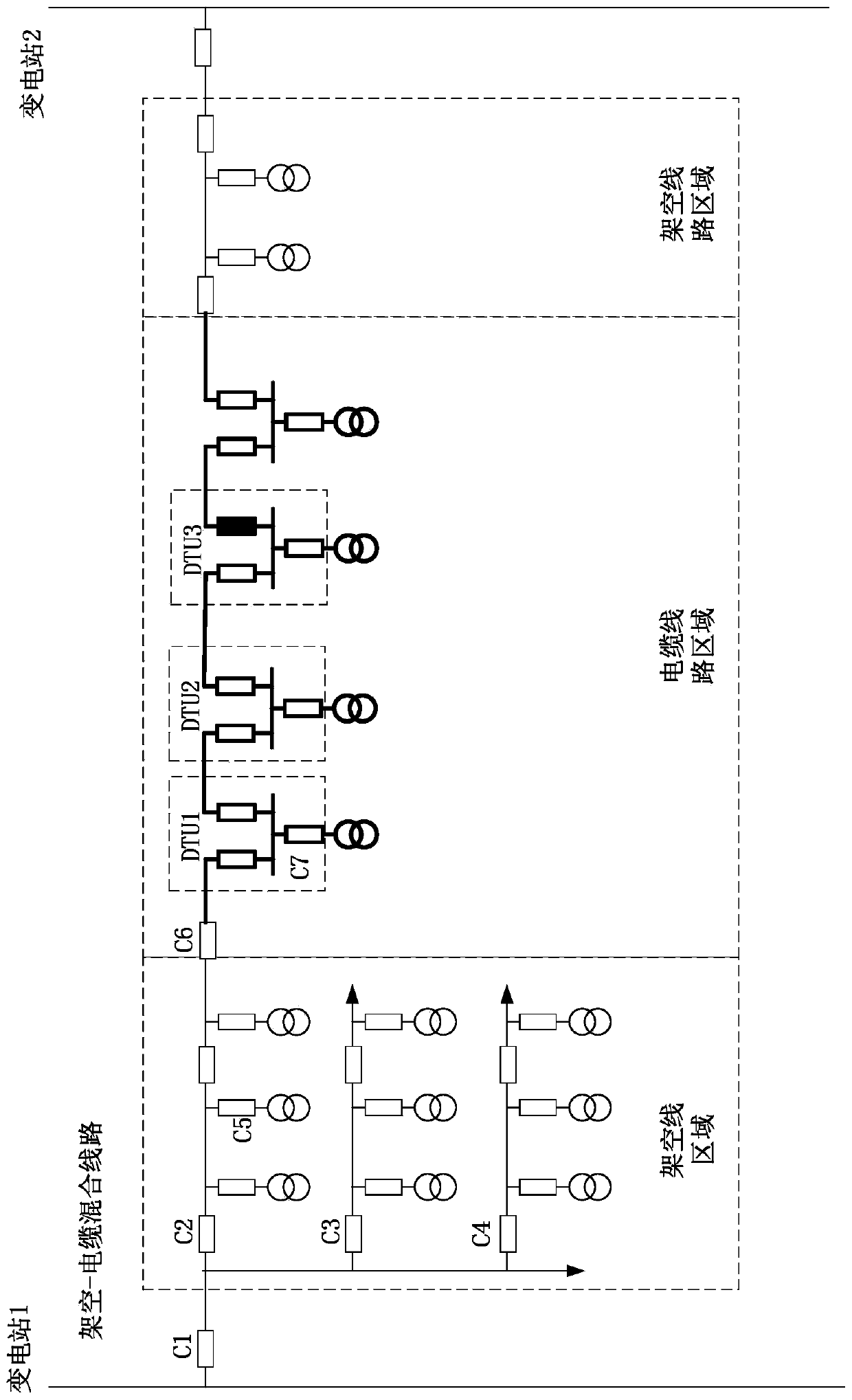 Fault processing method and system for overhead-cable hybrid line