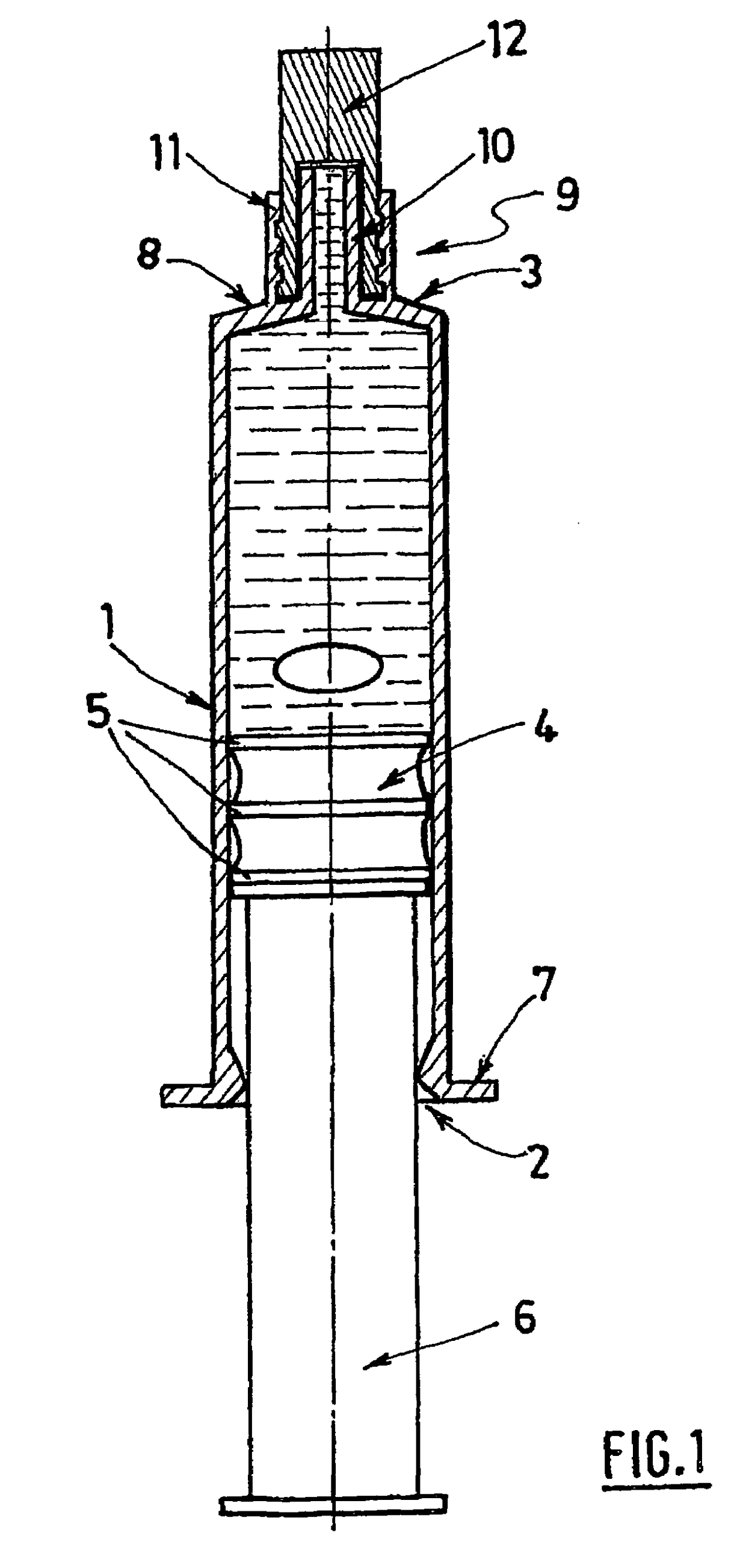 Pre-filled hypodermic syringe fitted with a stoppering device