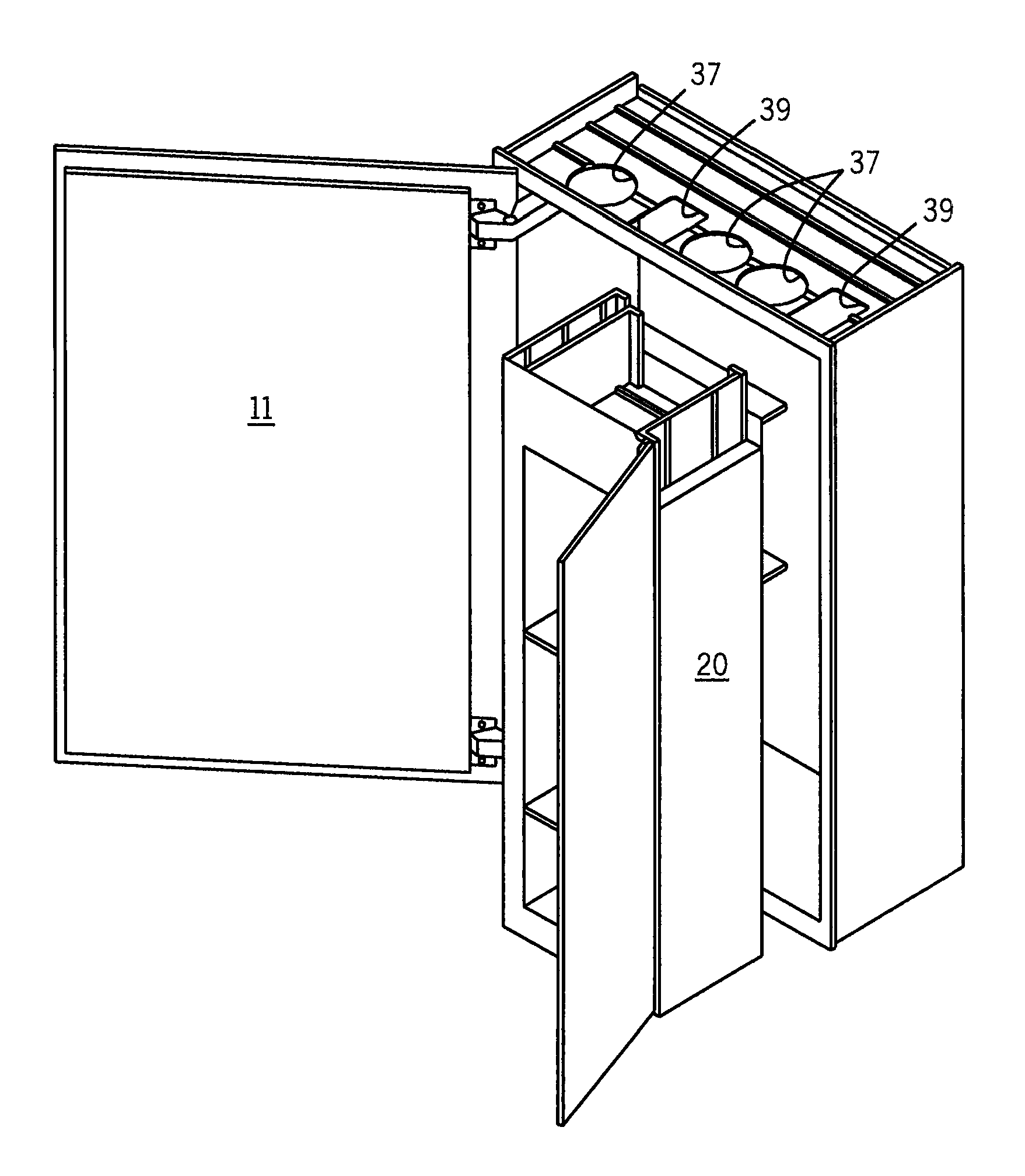 Medicine cabinet with cold storage region